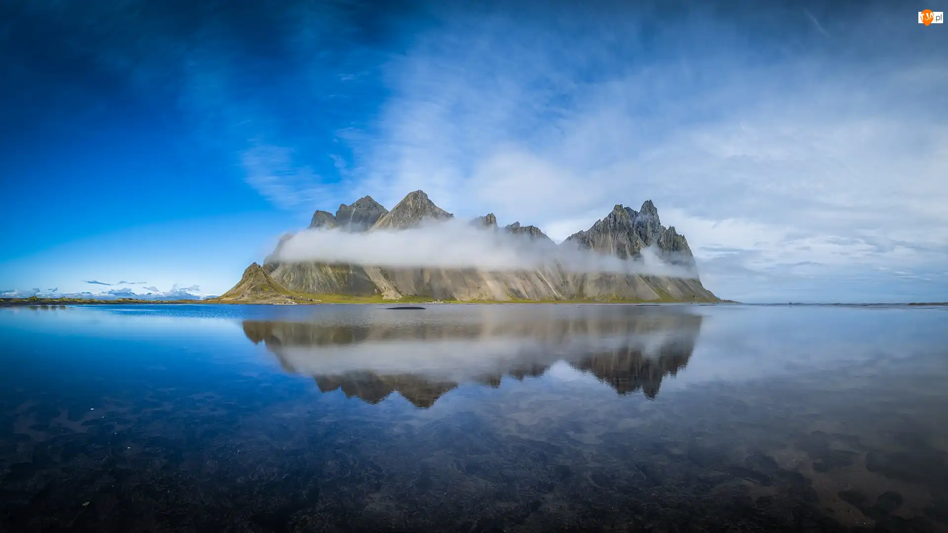 Mgła, Islandia, Góra Vestrahorn, Morze