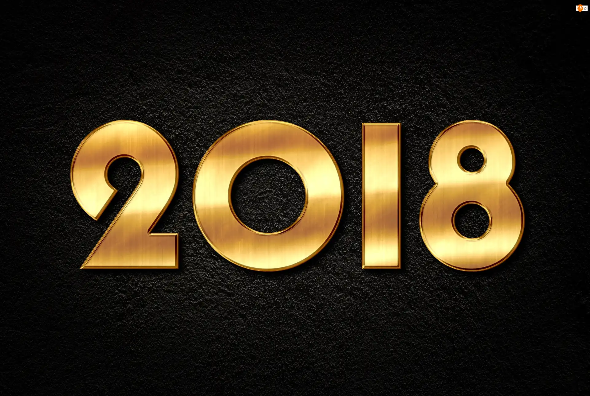 Napis, Nowy Rok, 2018, Złoty