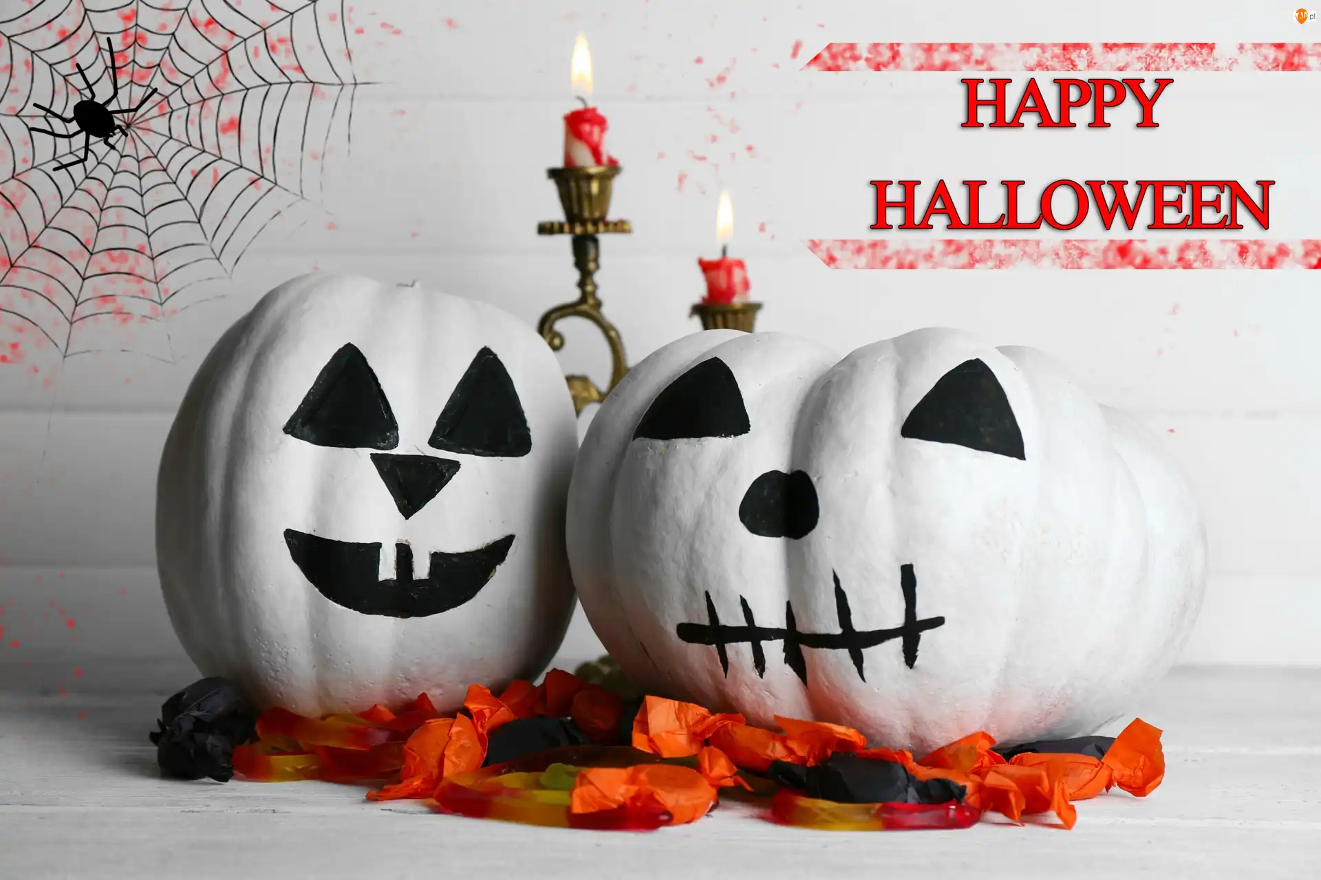 Świeczki, Halloween, Dynie