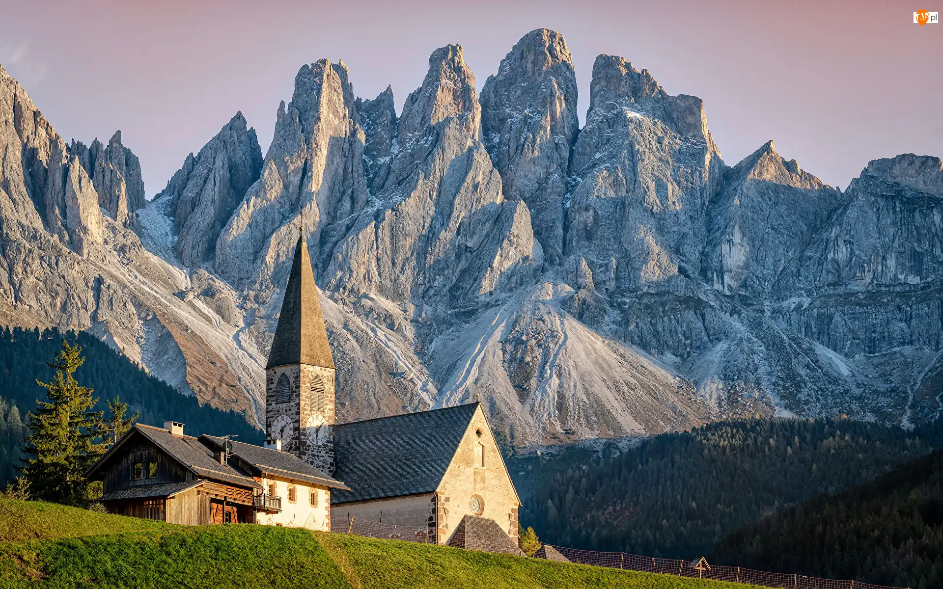 Dolomity, Włochy, Góry, Kościół, Kościół św Magdaleny