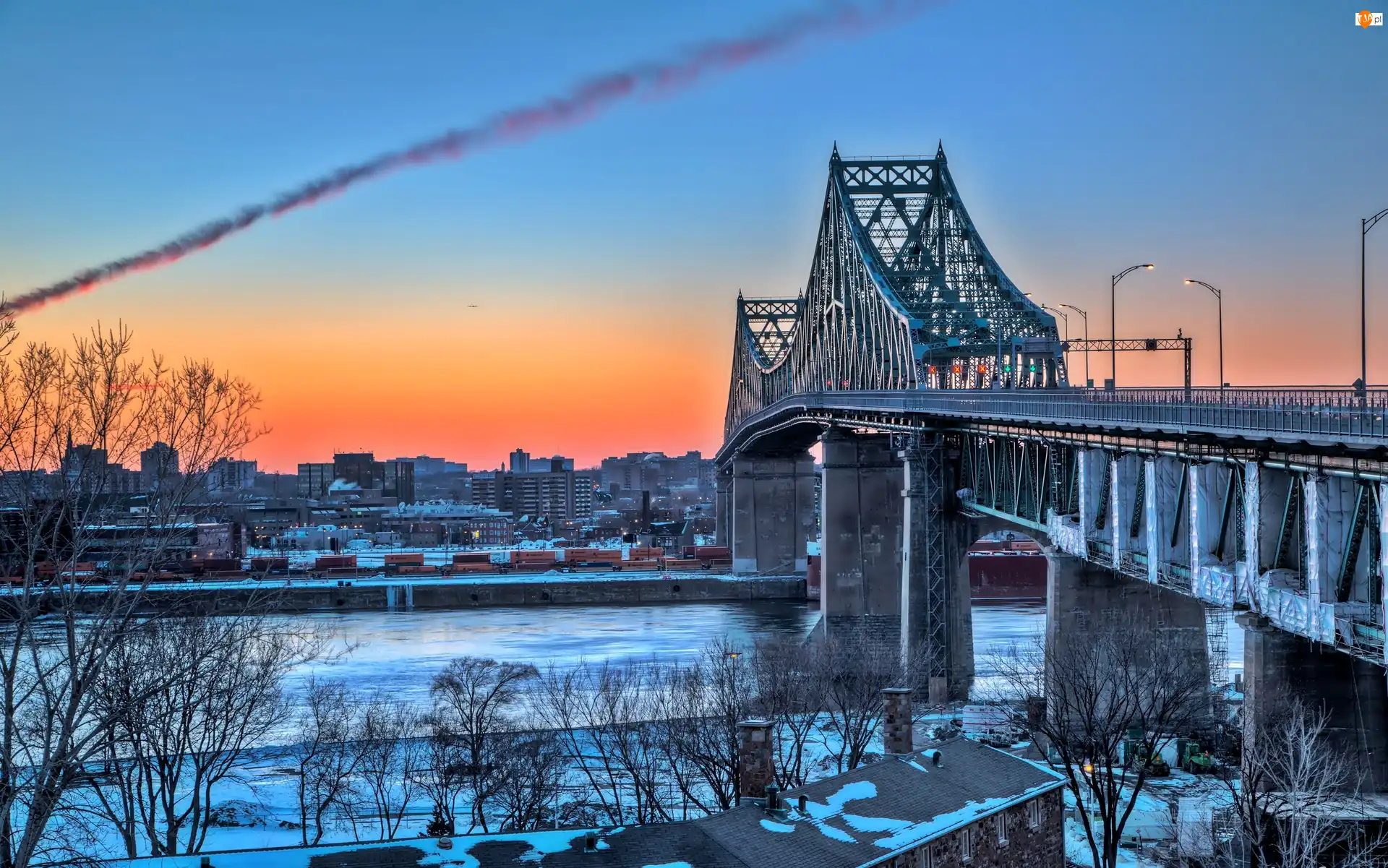 Słońca, Rzeka, Zachód, Montreal, Most