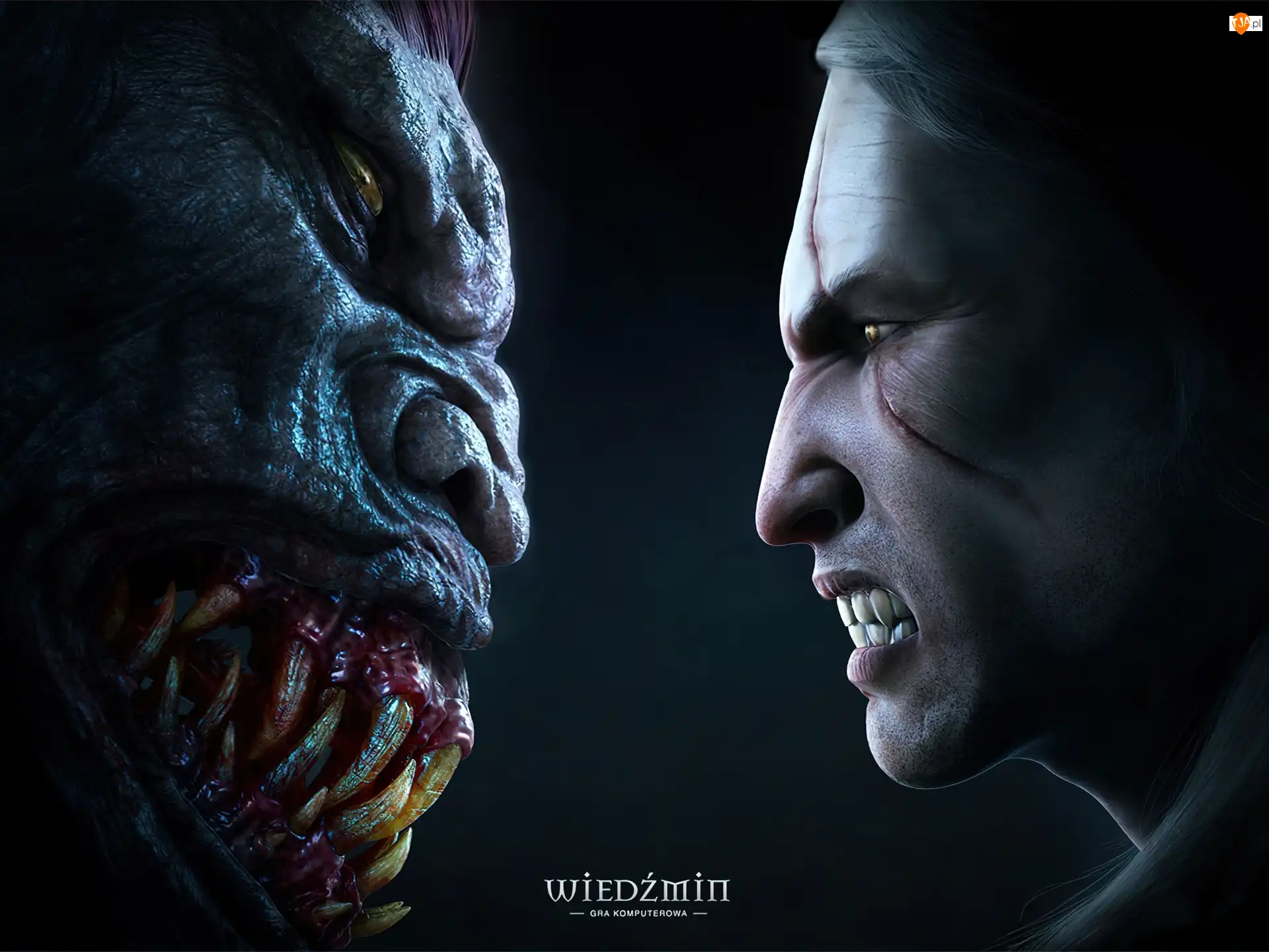 kły, mężczyzna, potwór, The Witcher, zęby