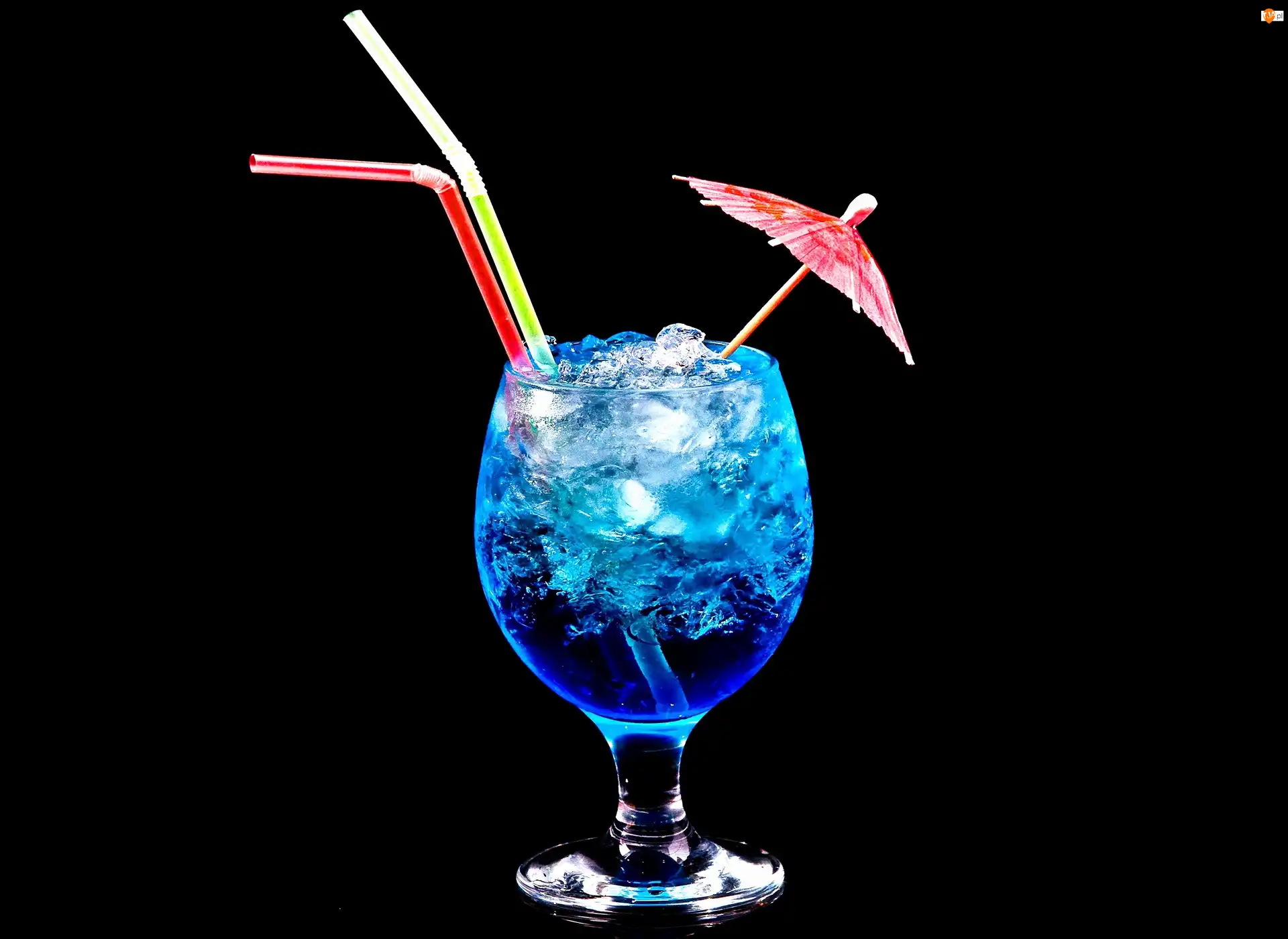 Parasolka, Drink, Lód, Słomki