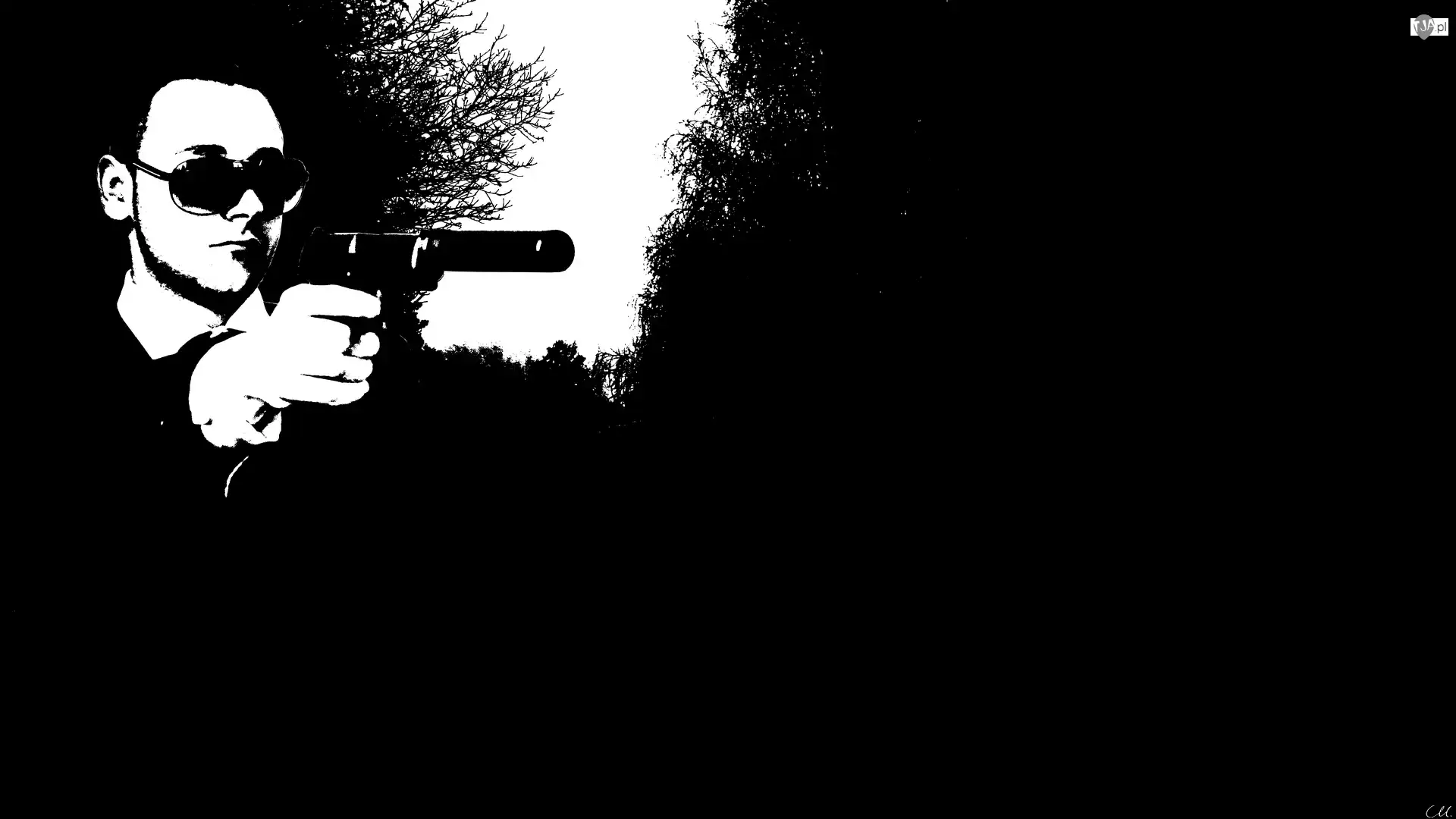 Pistolet, Zabójca, Czarno-białe, Mężczyzna