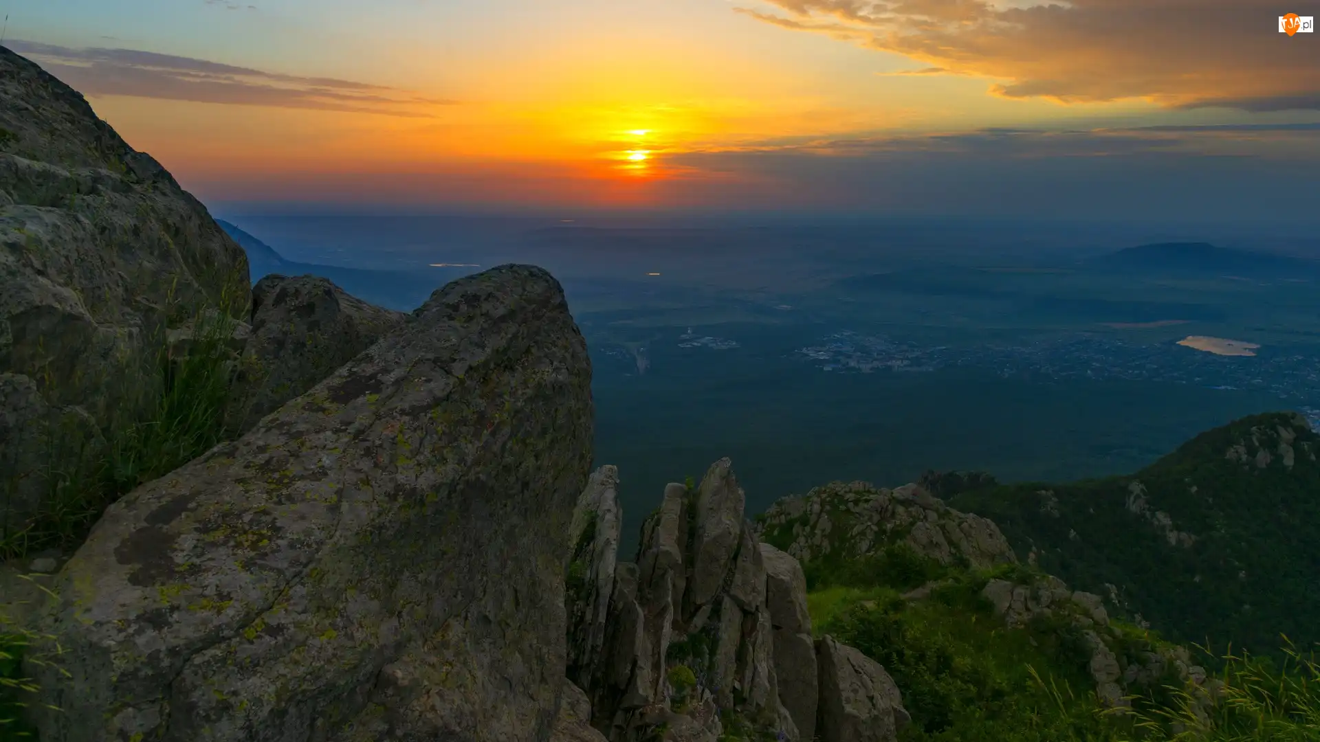 Góry, Zachód słońca, Skały