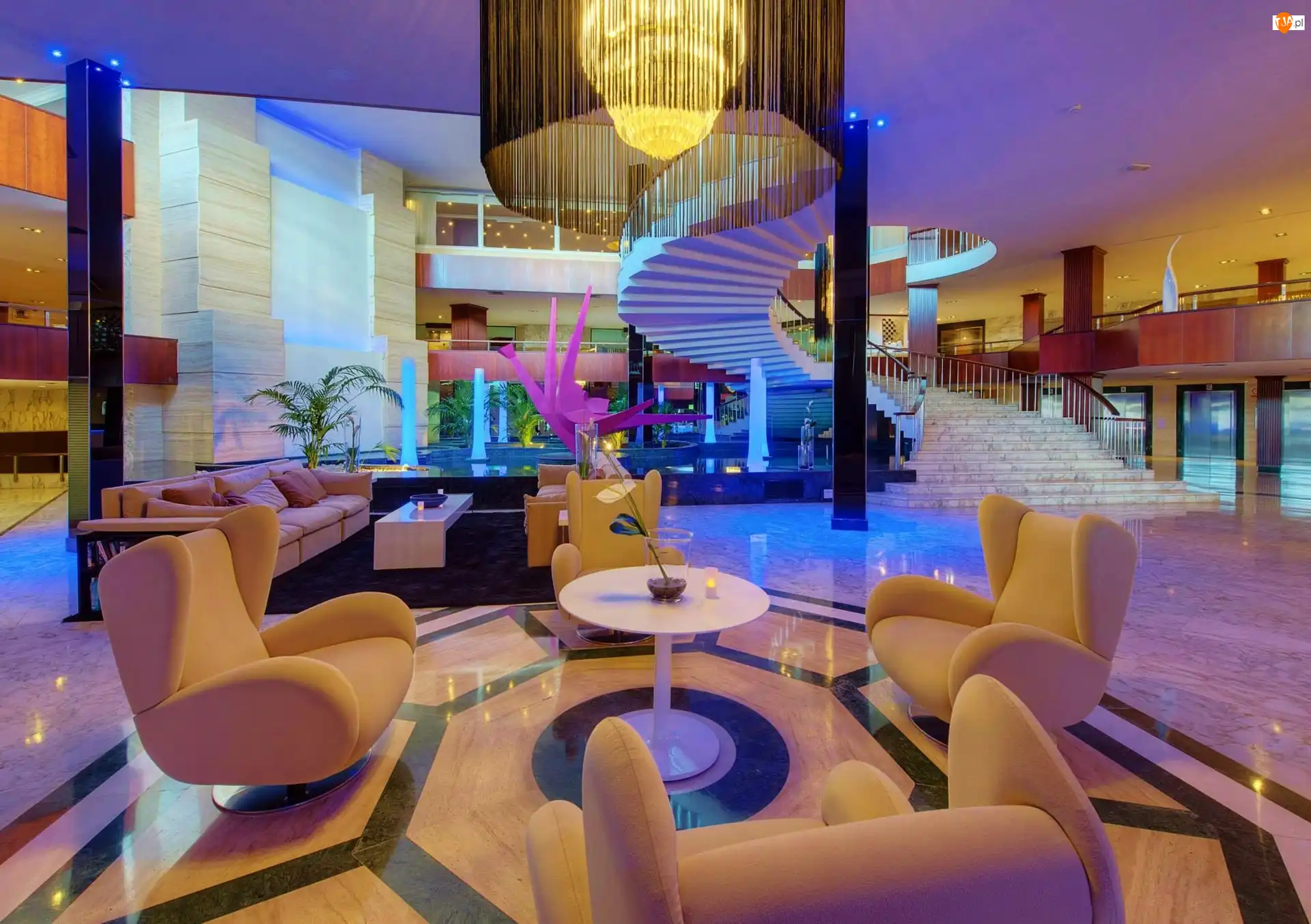Schody, Hotel, Hol, Fotele
