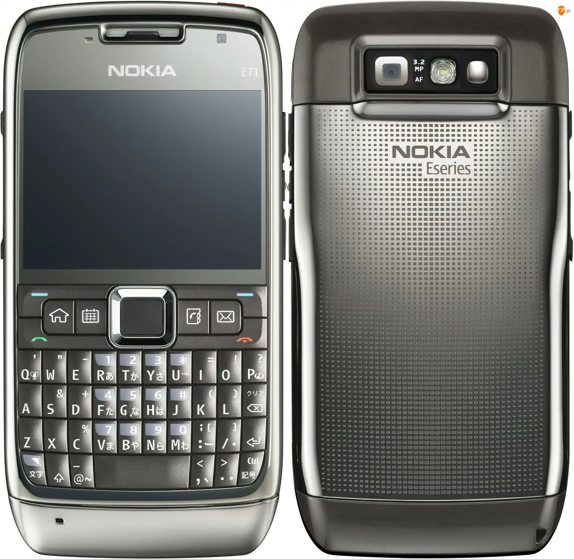 Czarny, Tył, Srebrny, Nokia E71, Przód