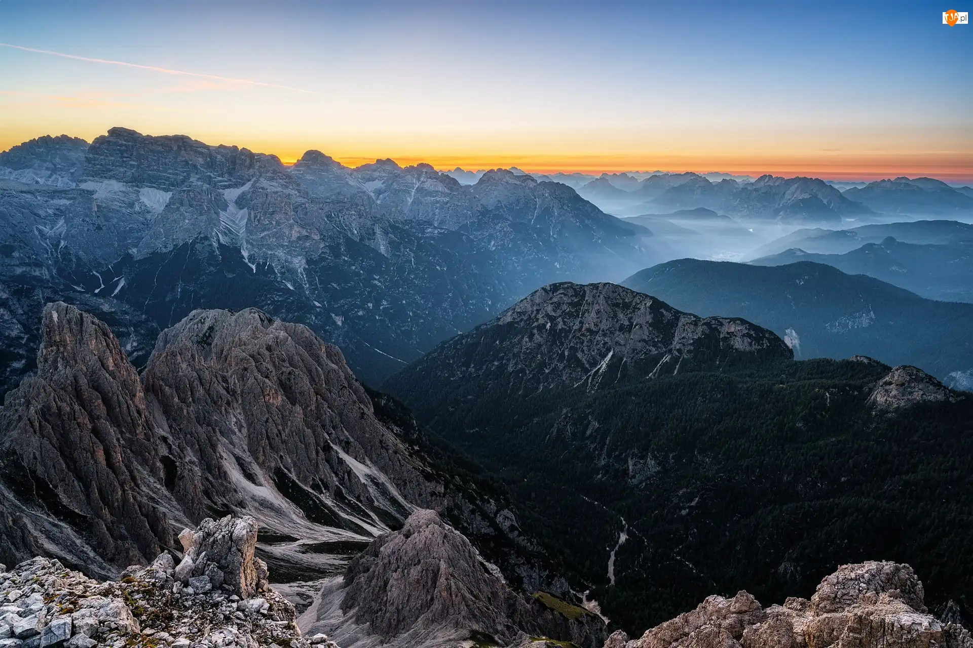 Włochy, Wschód słońca, Góry, Dolomity