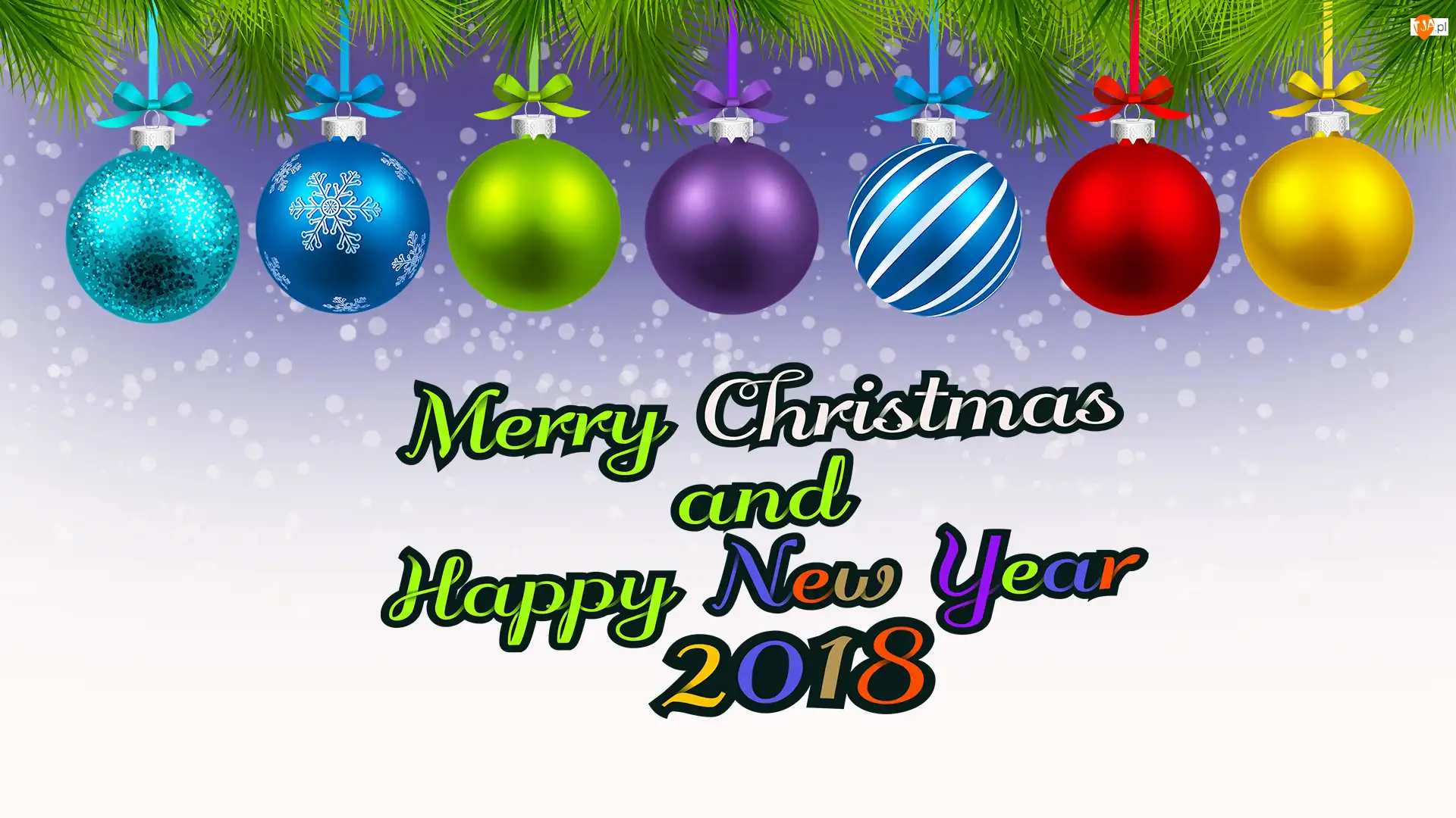 Merry Christmas, 2018, Napis, Bombki, Happy New Year
