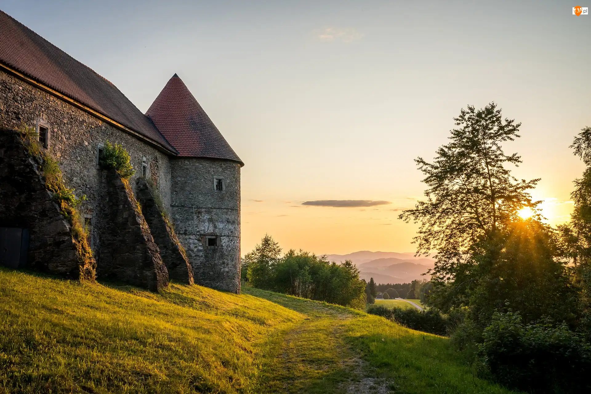 Wieża, Drzewa, Austria, Zamek Piberstein, Mury