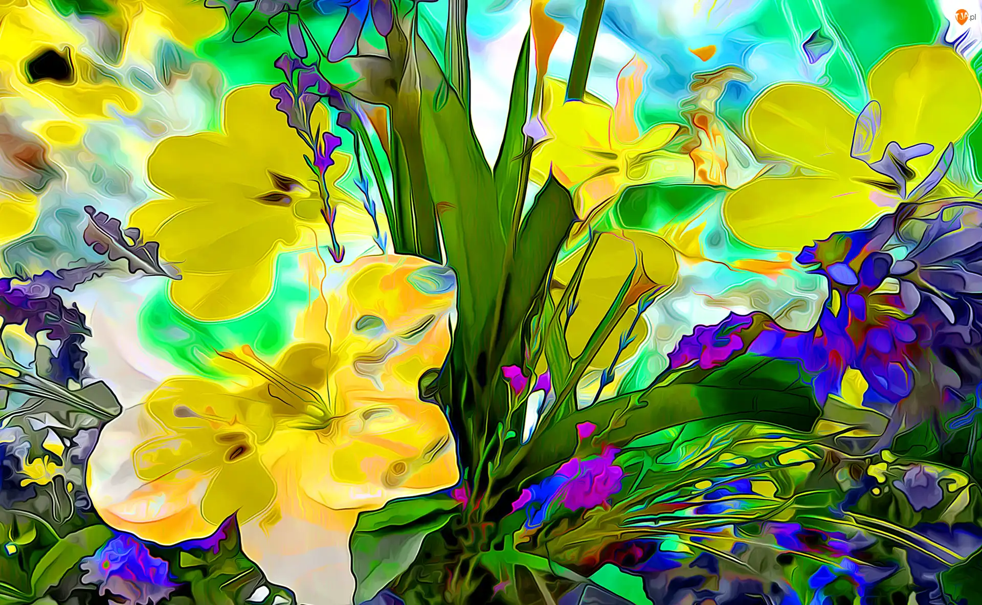 Płatki, Grafika, Fractalius, Kwiaty