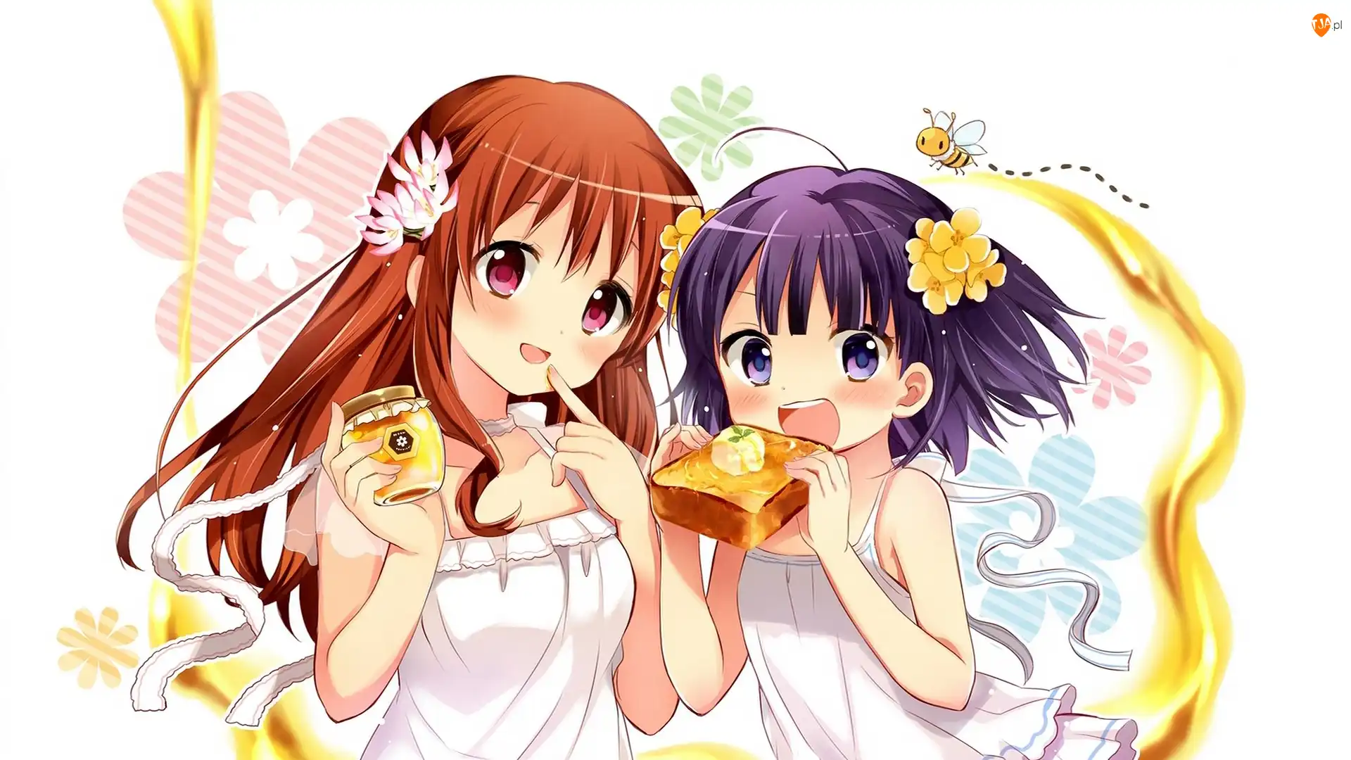 Miód, Kanapka, Anime, Dziewczyny, Manga, Pszczoła, Kwiaty