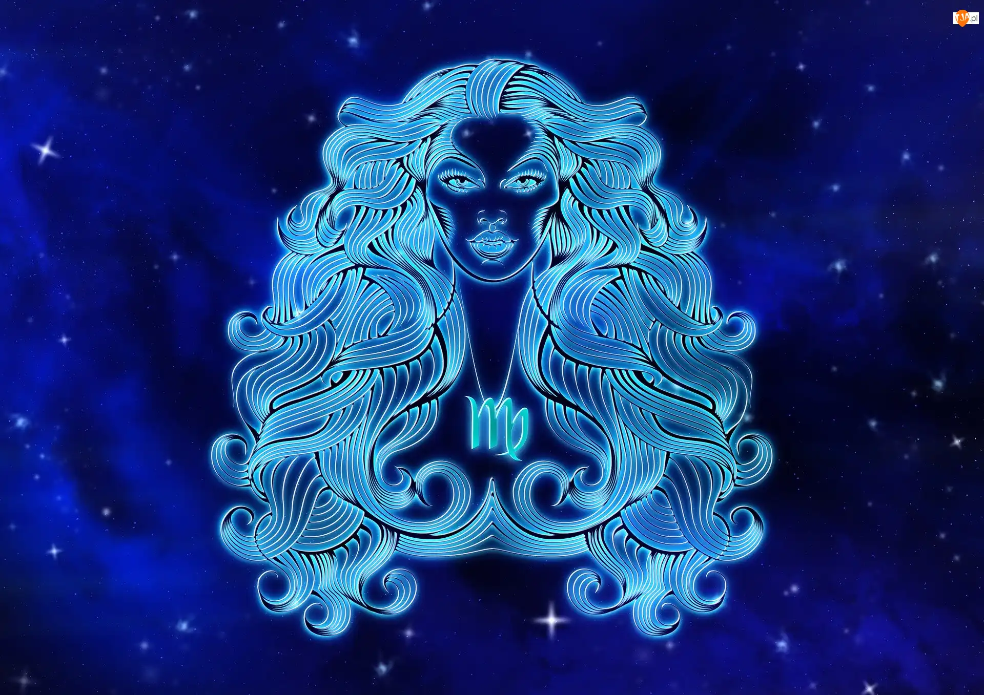Niebieskie tło, Znak, Zodiaku, Panna