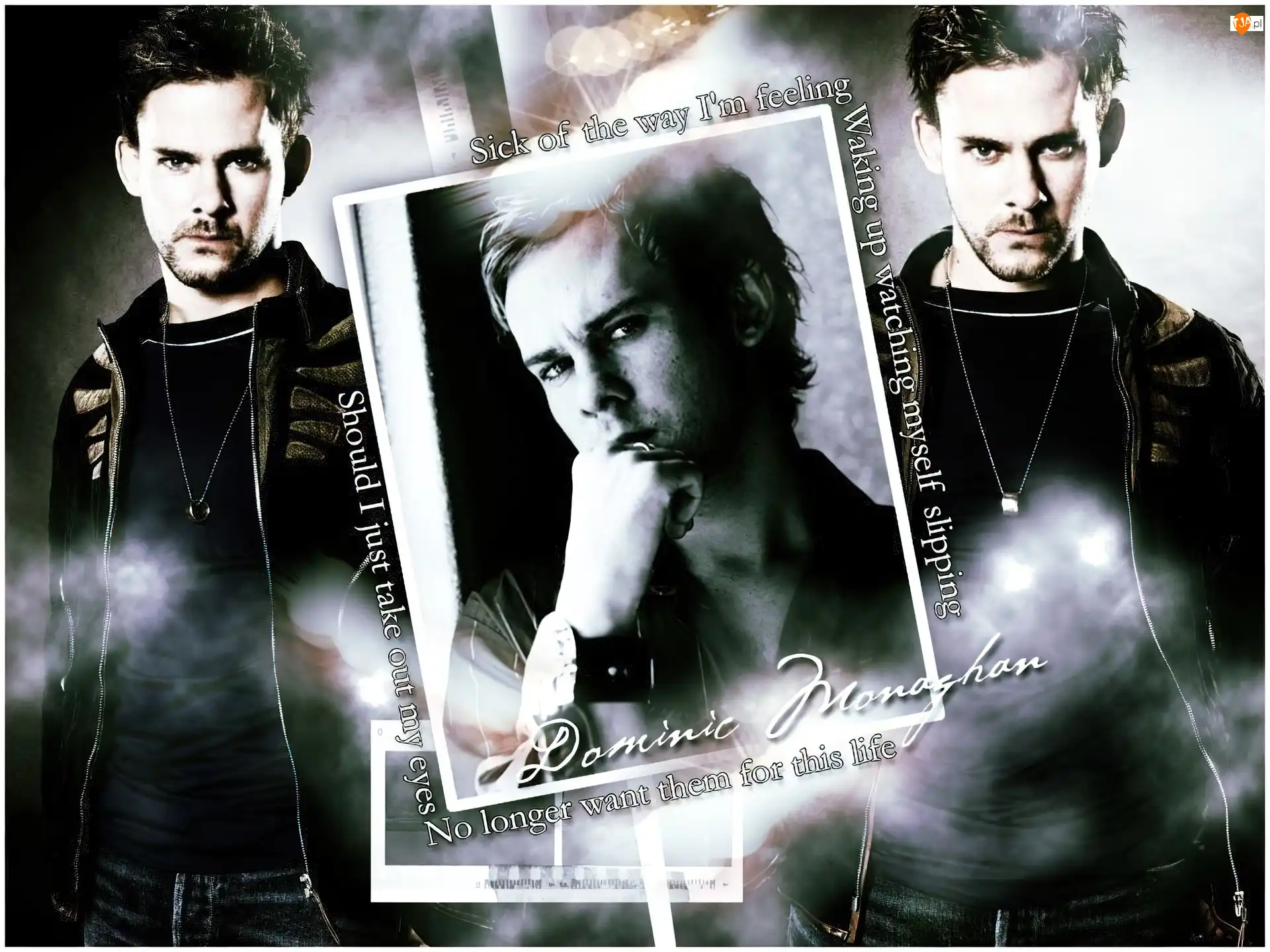 łańcuszek, Dominic Monaghan, czarny strój