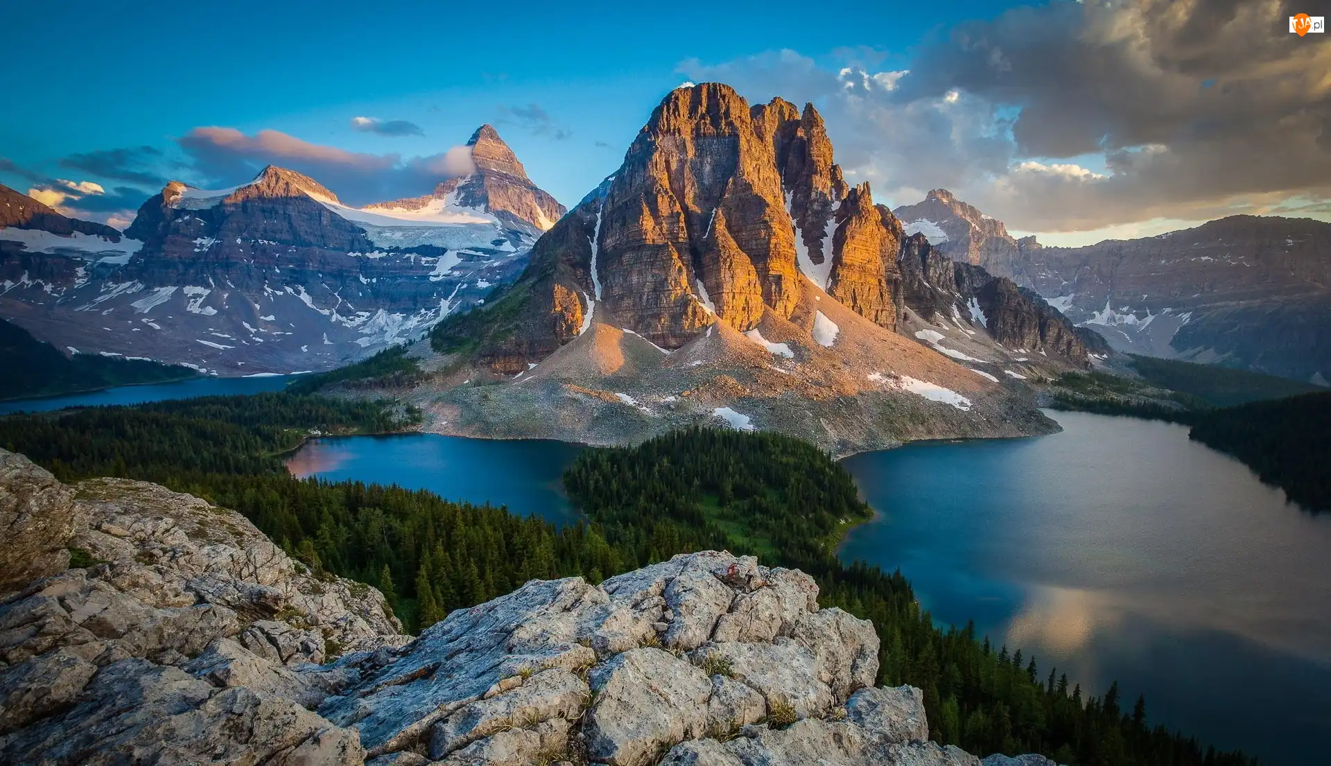 Skały, Kanada, Jezioro, Góry, Alberta