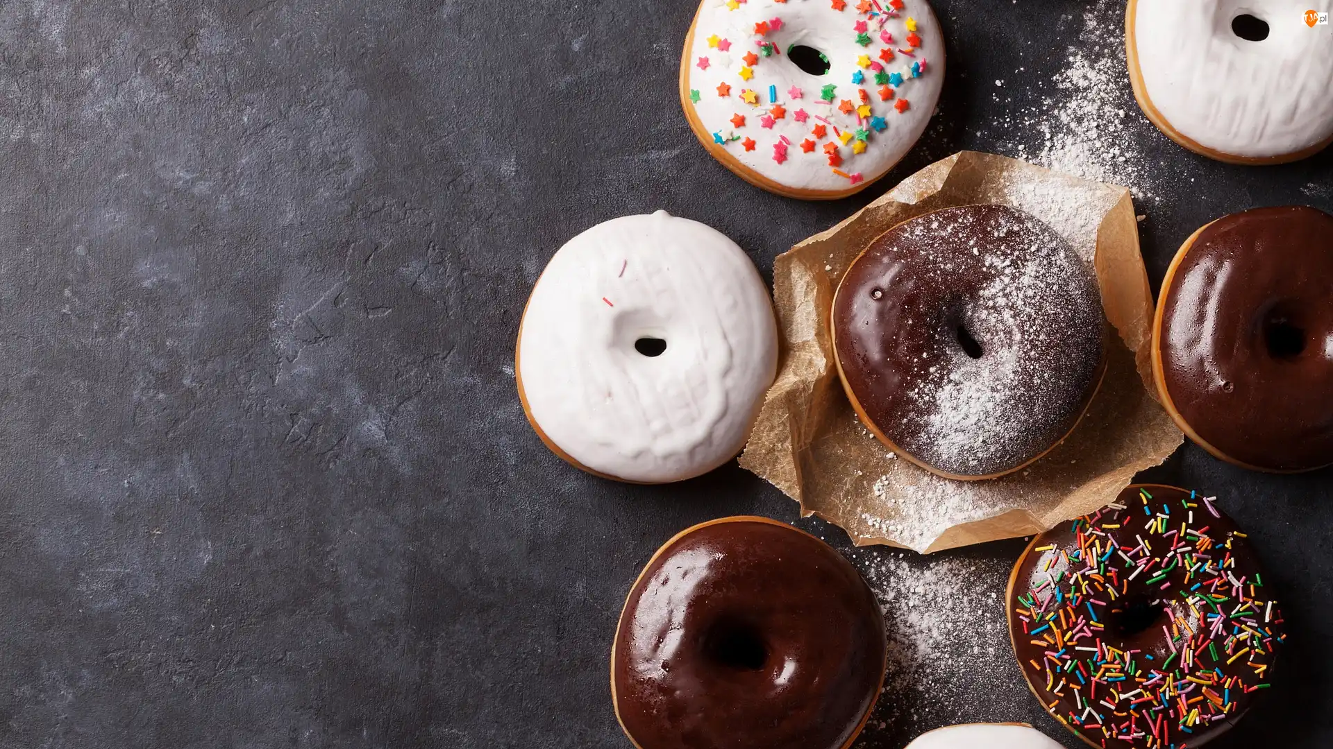 Tło, Pączki, Donuty, Ciemne