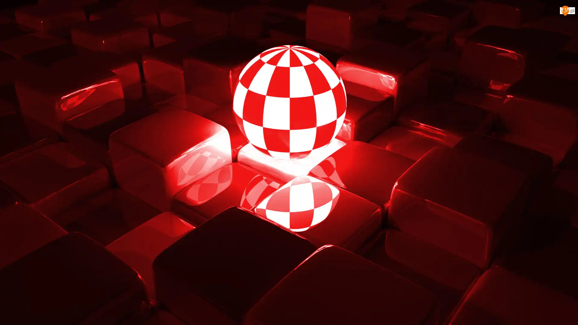 Grafika 3D, Kula, Czerwono-biała