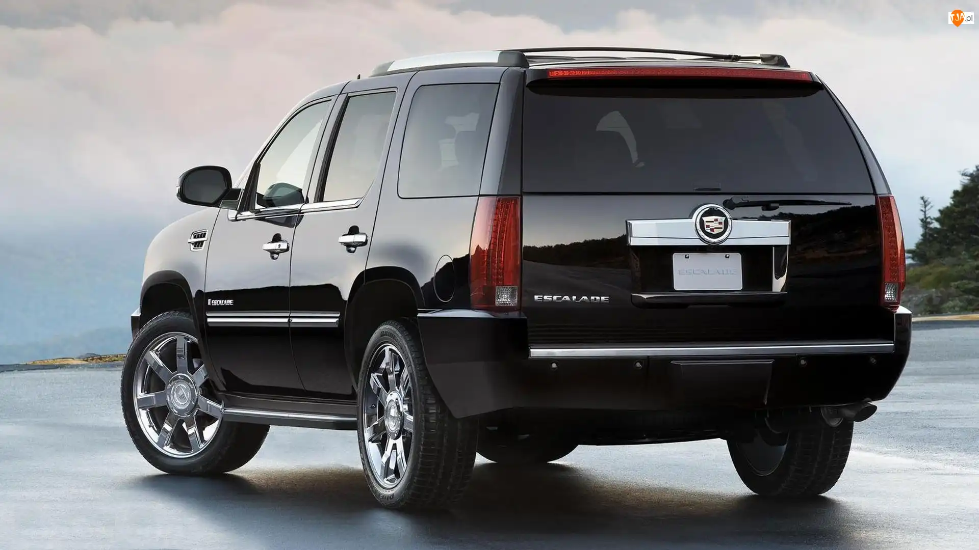 Czarny, Escalade, Terenowy, SUV, Cadillac