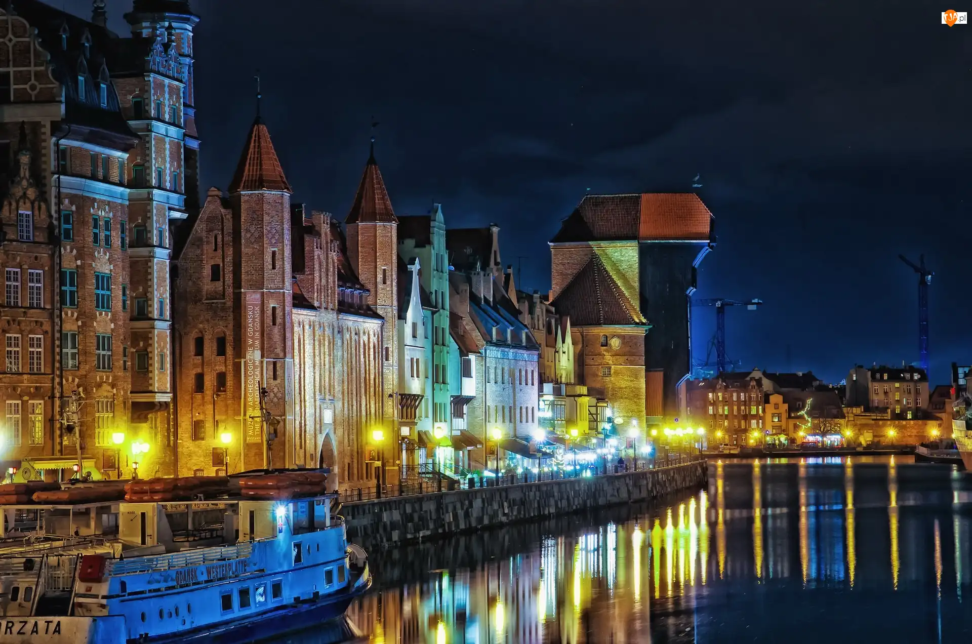 Polska, Miasto nocą, Gdańsk