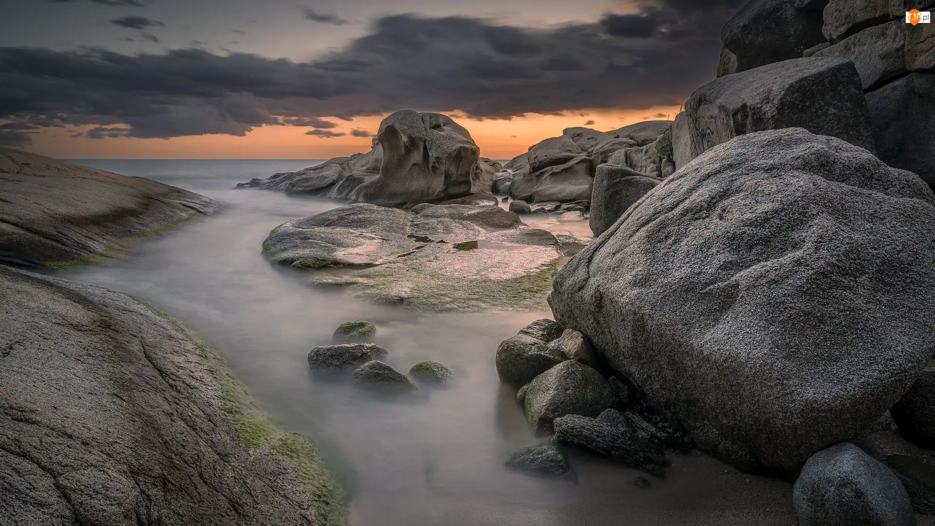 Morze, Wschód słońca, Chmura, Hiszpania, Skały, Costa Brava