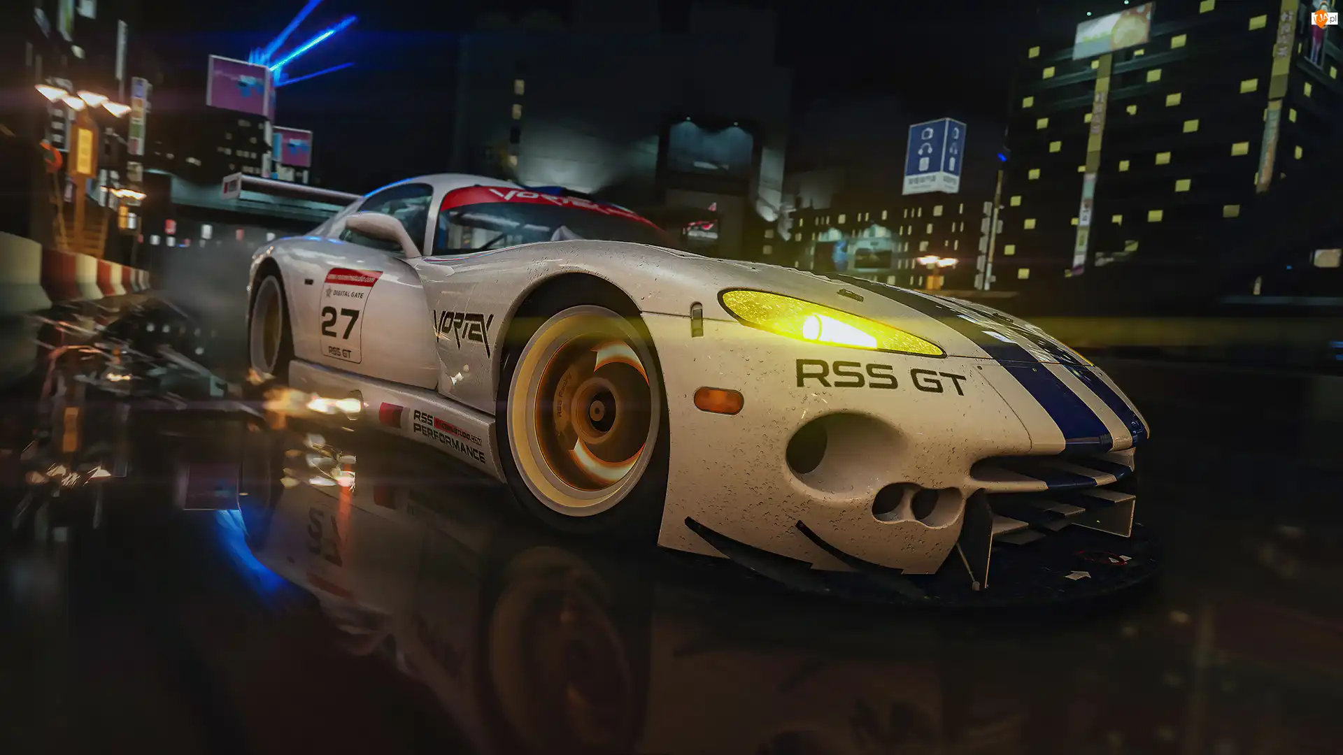Ulica, Gra, Sportowy, Noc, Assetto Corsa, Biały, Domy, Samochód