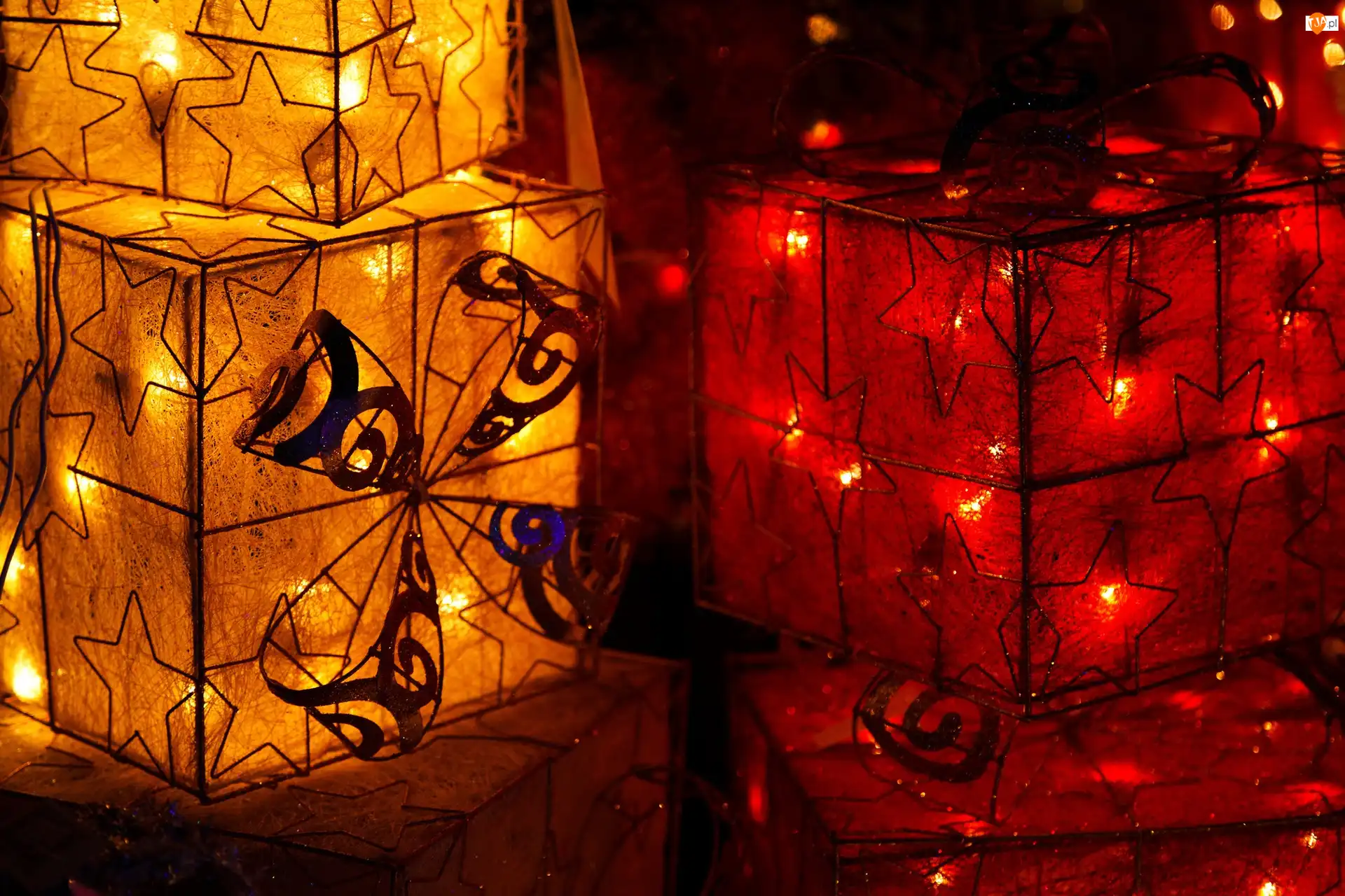 Lampion, Żółty, Czerwony