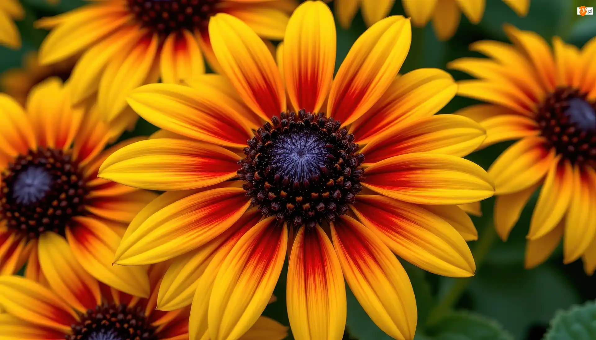 Rozkwitnięte, Zbliżenie, Żółte, Rudbekia, Kwiaty