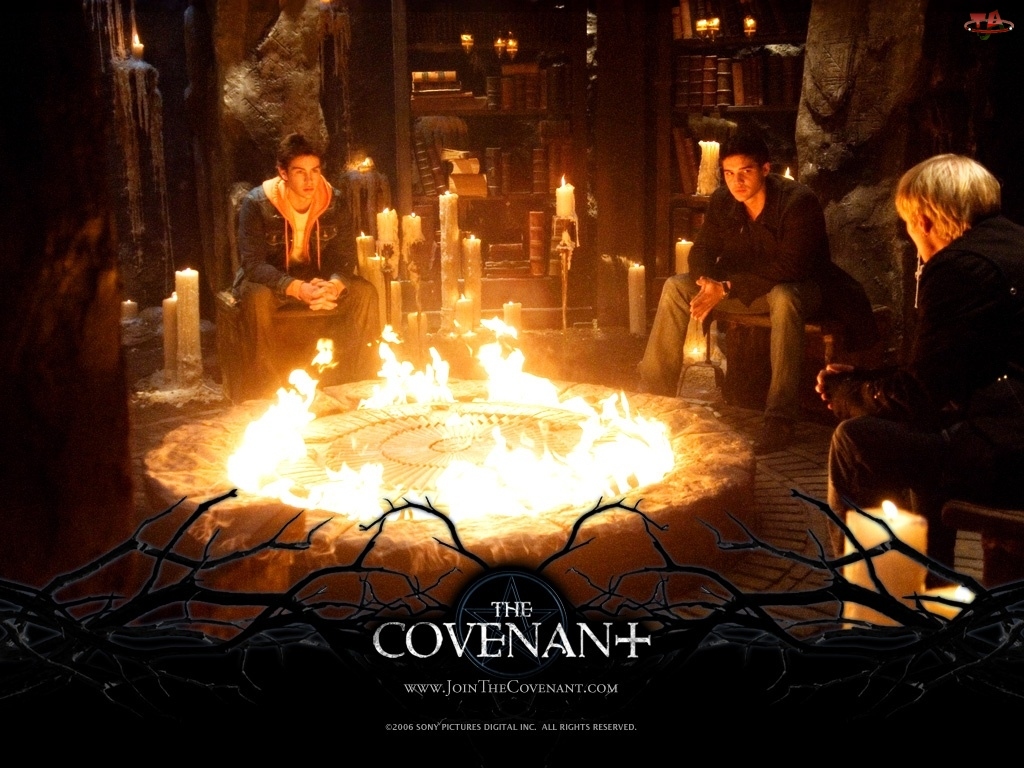 chłopacy, The Covenant, ogień, świece, księgi