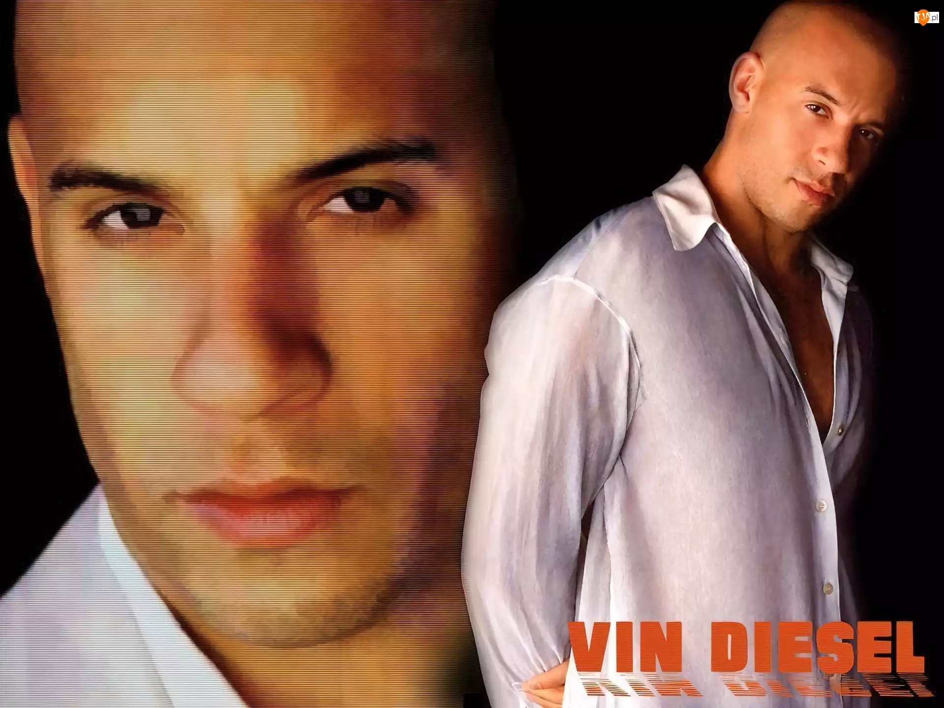 ciemne oczy, Vin Diesel, biała koszula