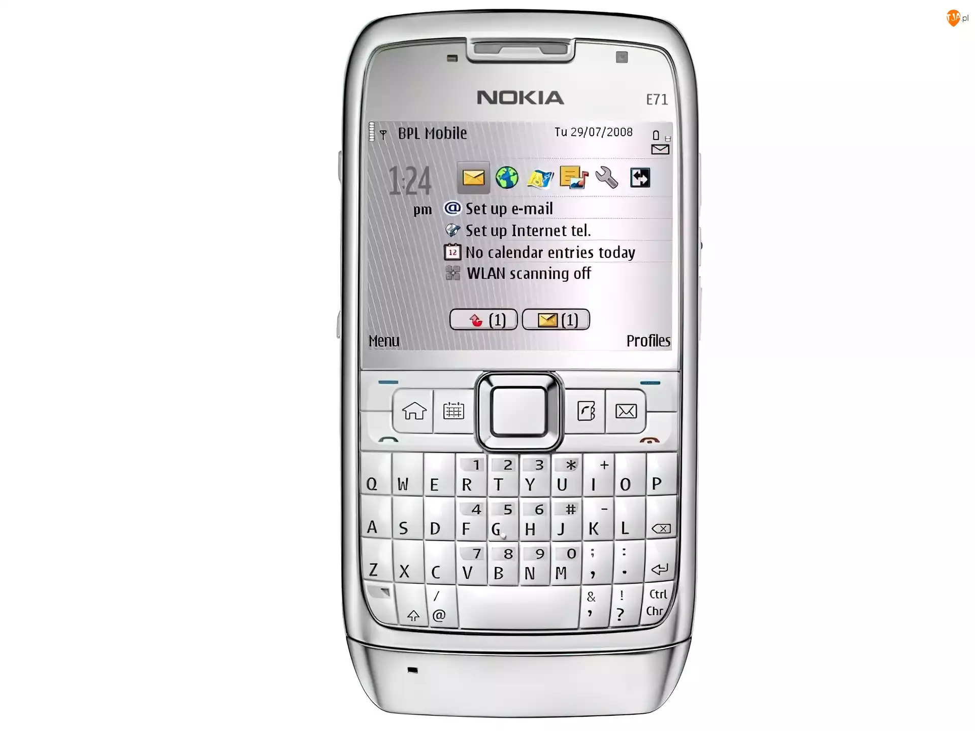 Ekran, Nokia E71, Srebrny