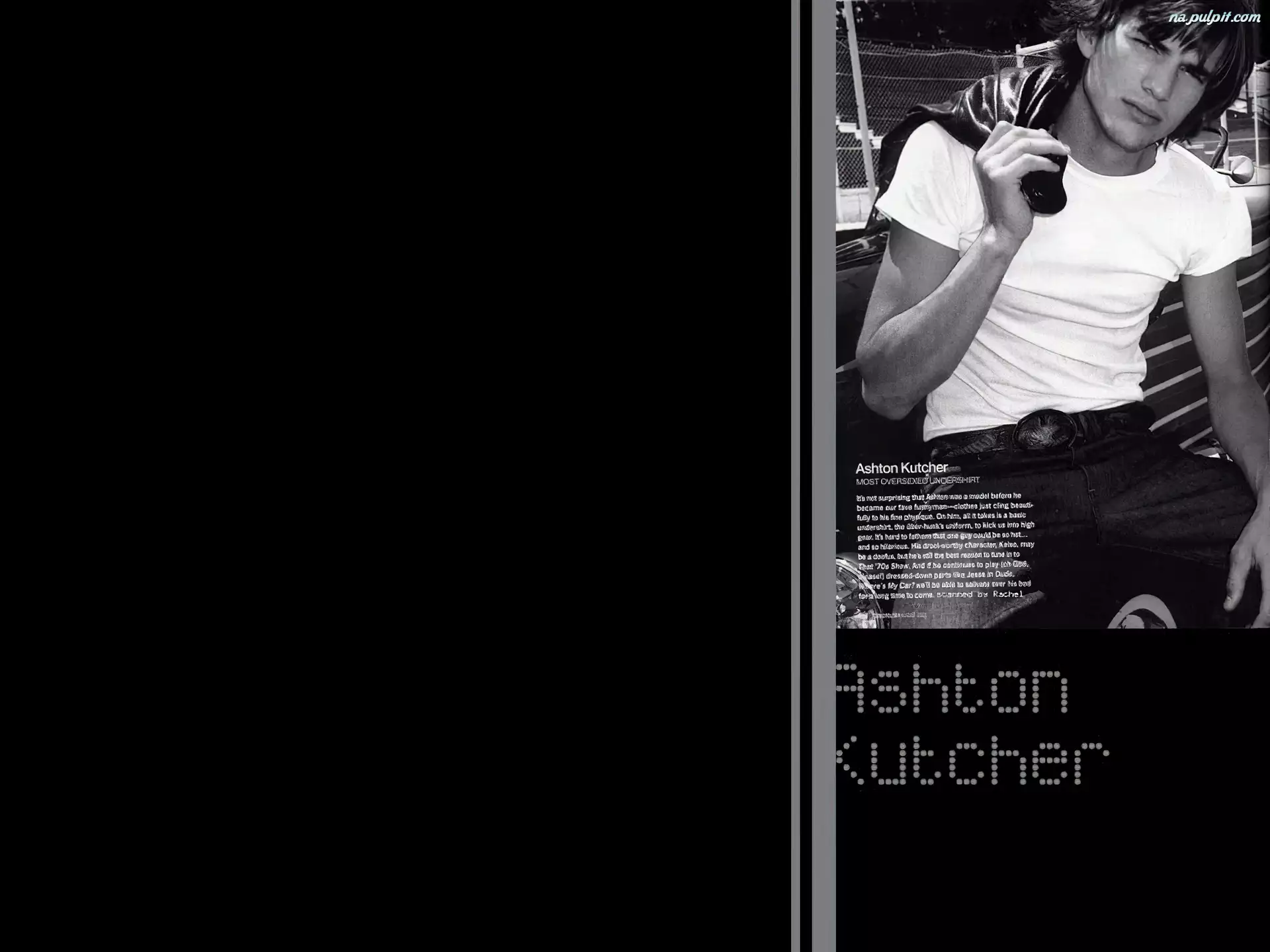 Ashton Kutcher, pasek, biały, t-shirt