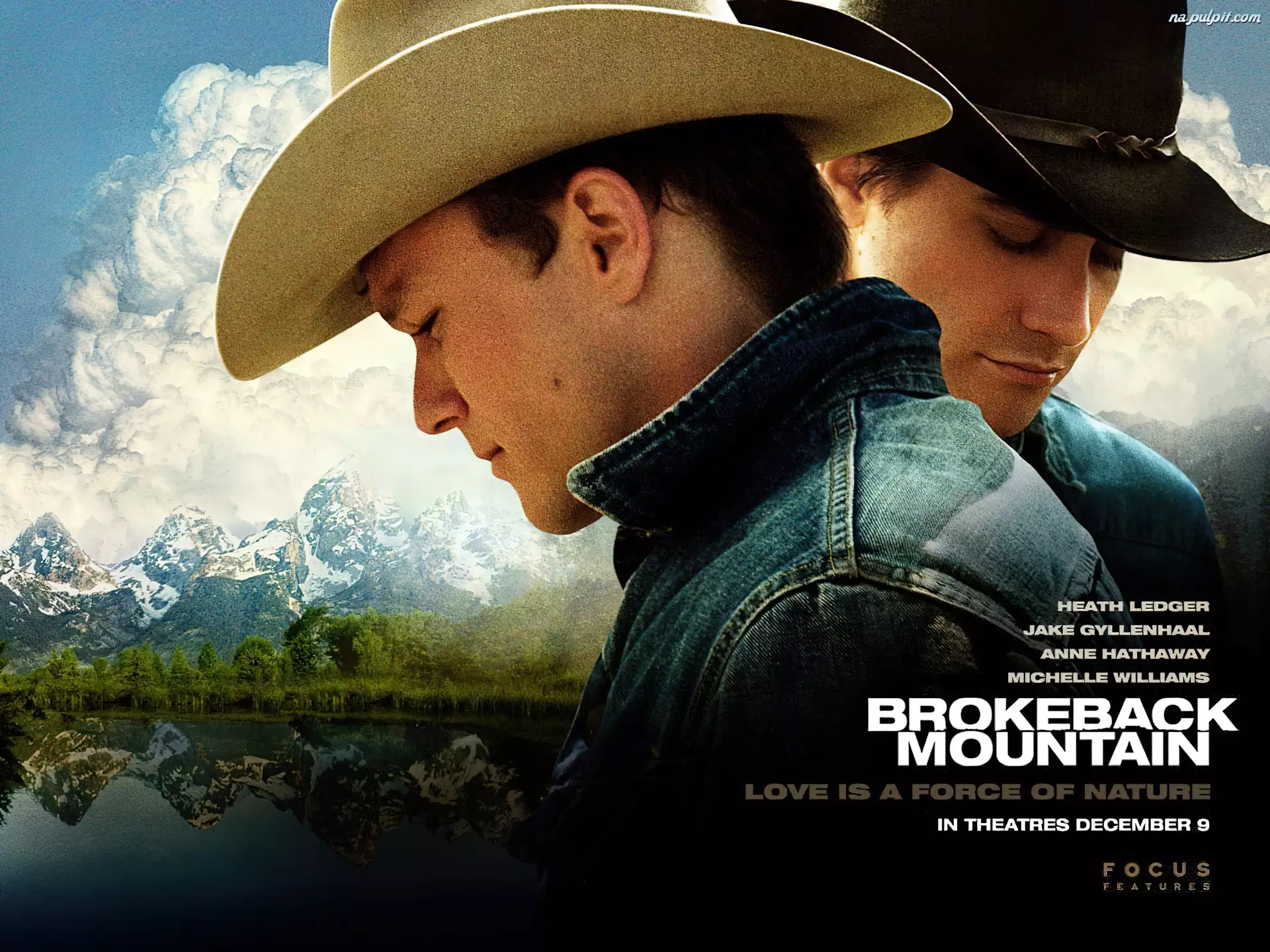 Heath Ledger, chmury, Jake Gyllenhaal, Brokeback Mountain, góry