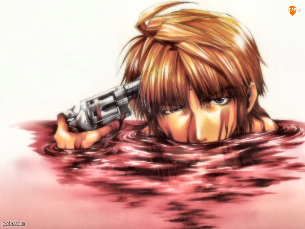 gun, Saiyuki, blood