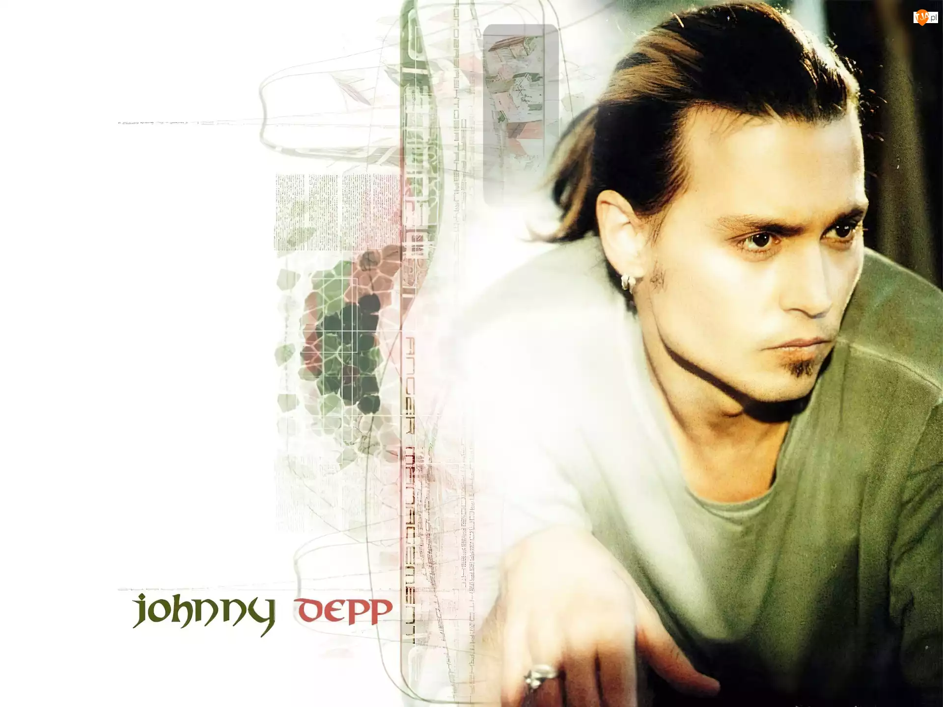 Johnny Depp, brązowe oczy ręka