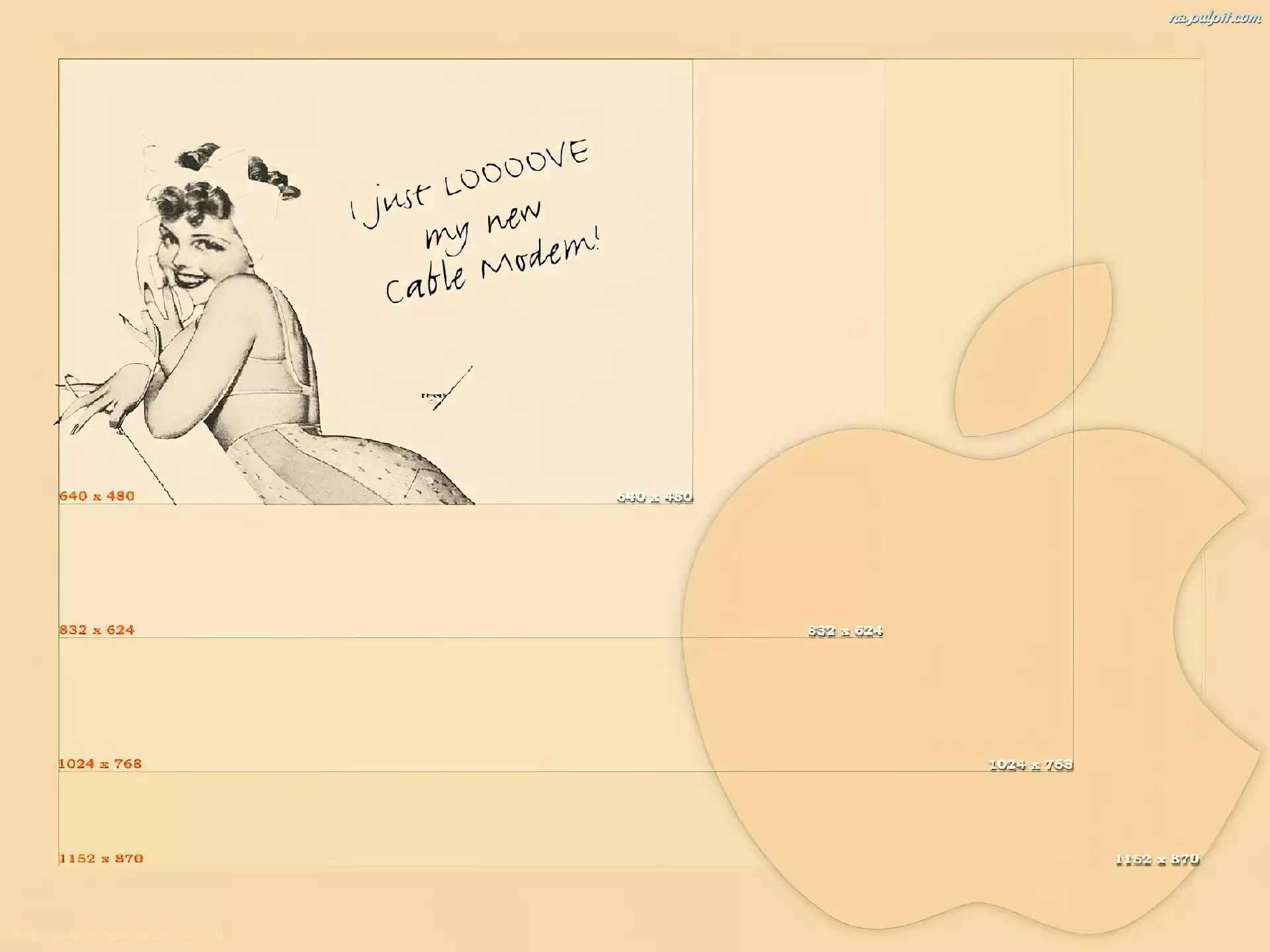 kobieta, Apple, grafika, jabłko