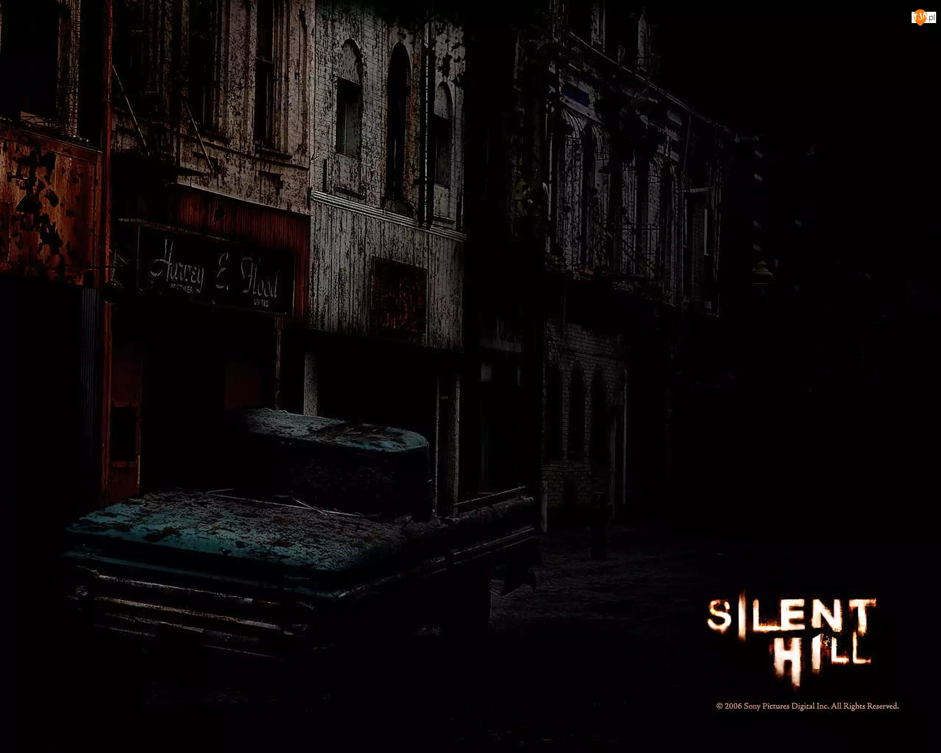 ciemno, krew, budynki, Silent Hill, pickup