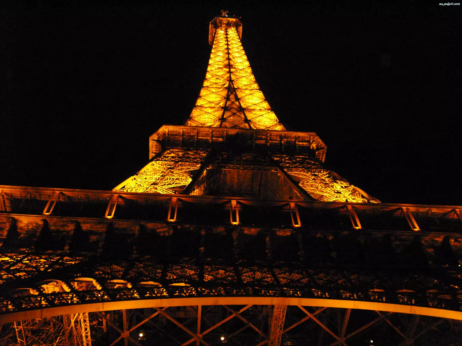 Francja, świetła, Wieża Eiffla, noc