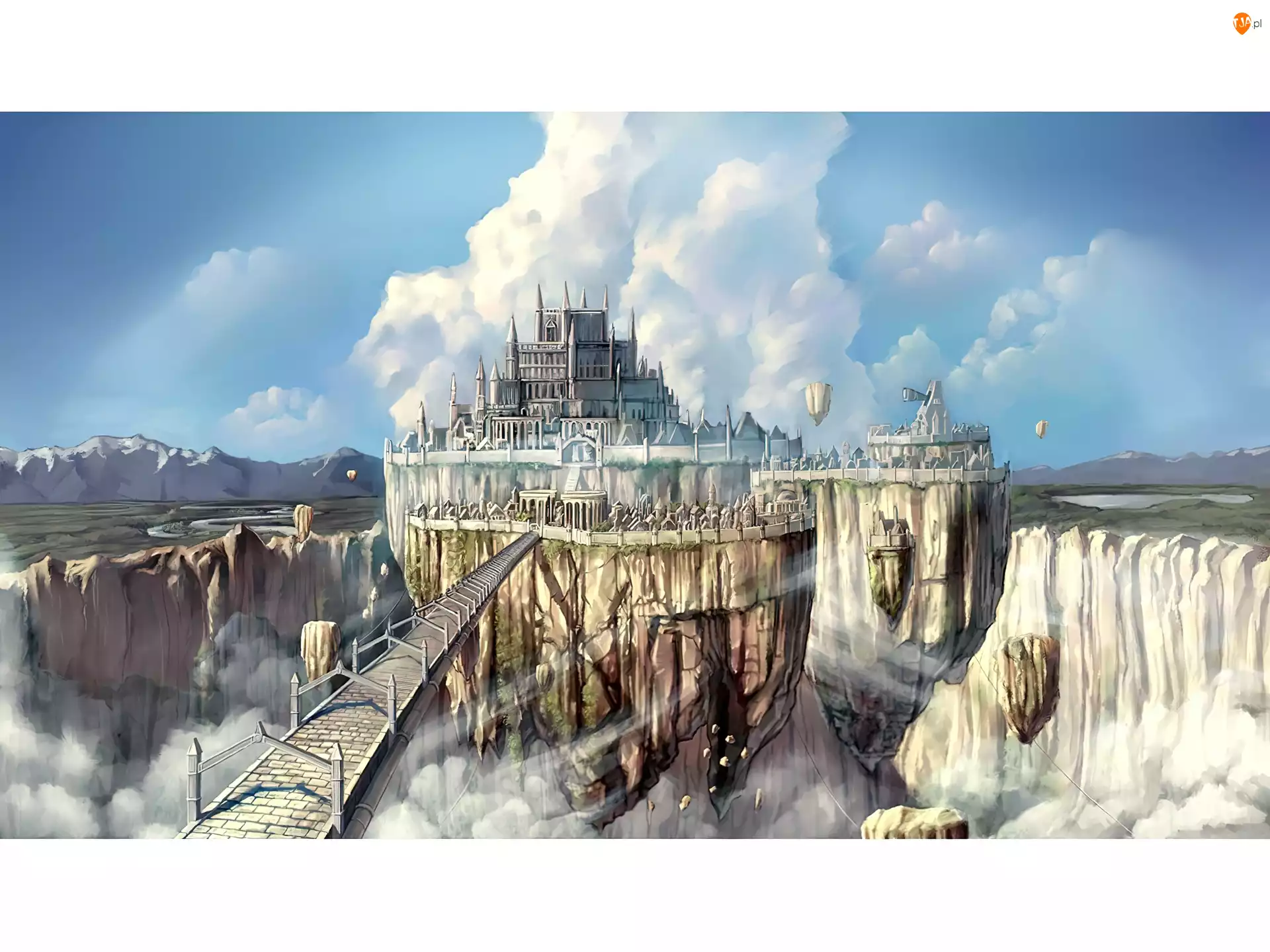 skała, Ragnarok, most, zamek, królestwo