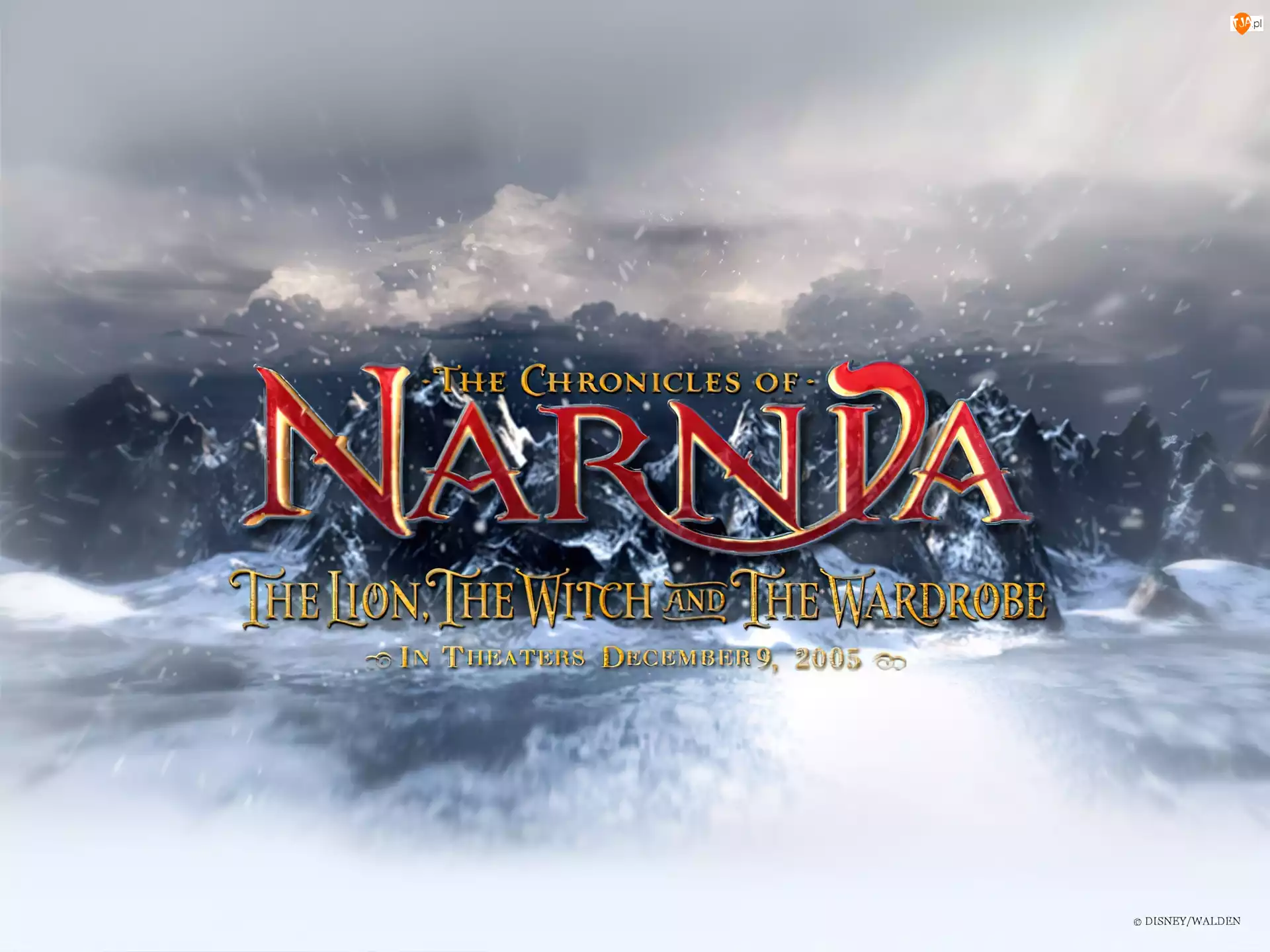 napis, The Chronicles Of Narnia, śnieg, góry