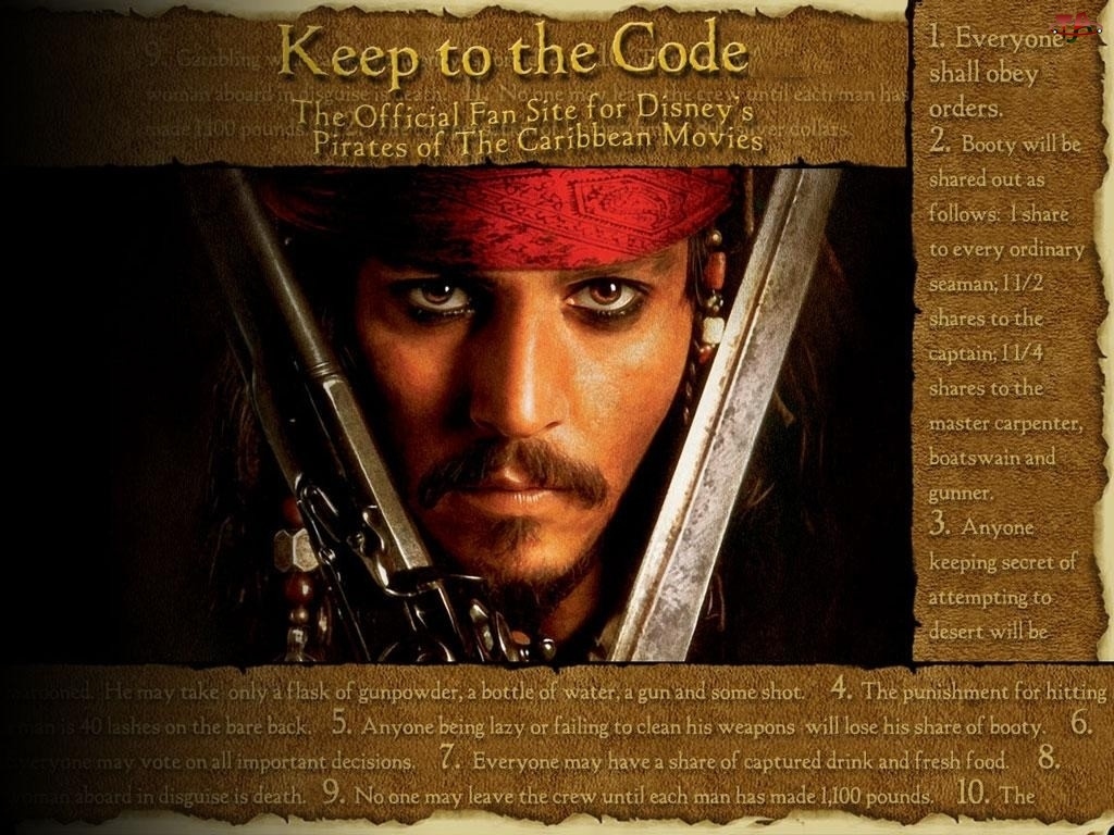 Johnny Depp, Piraci Z Karaibów, napisy, twarz