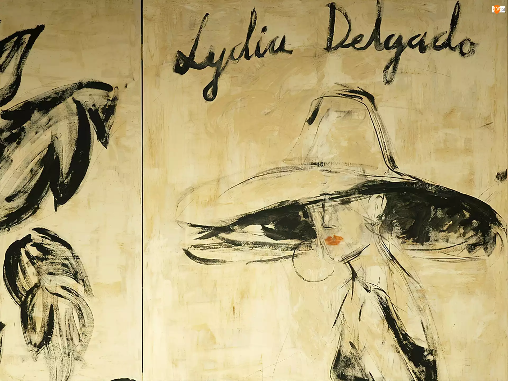 kapelusz, Lidia Delgado, obraz, kobieta