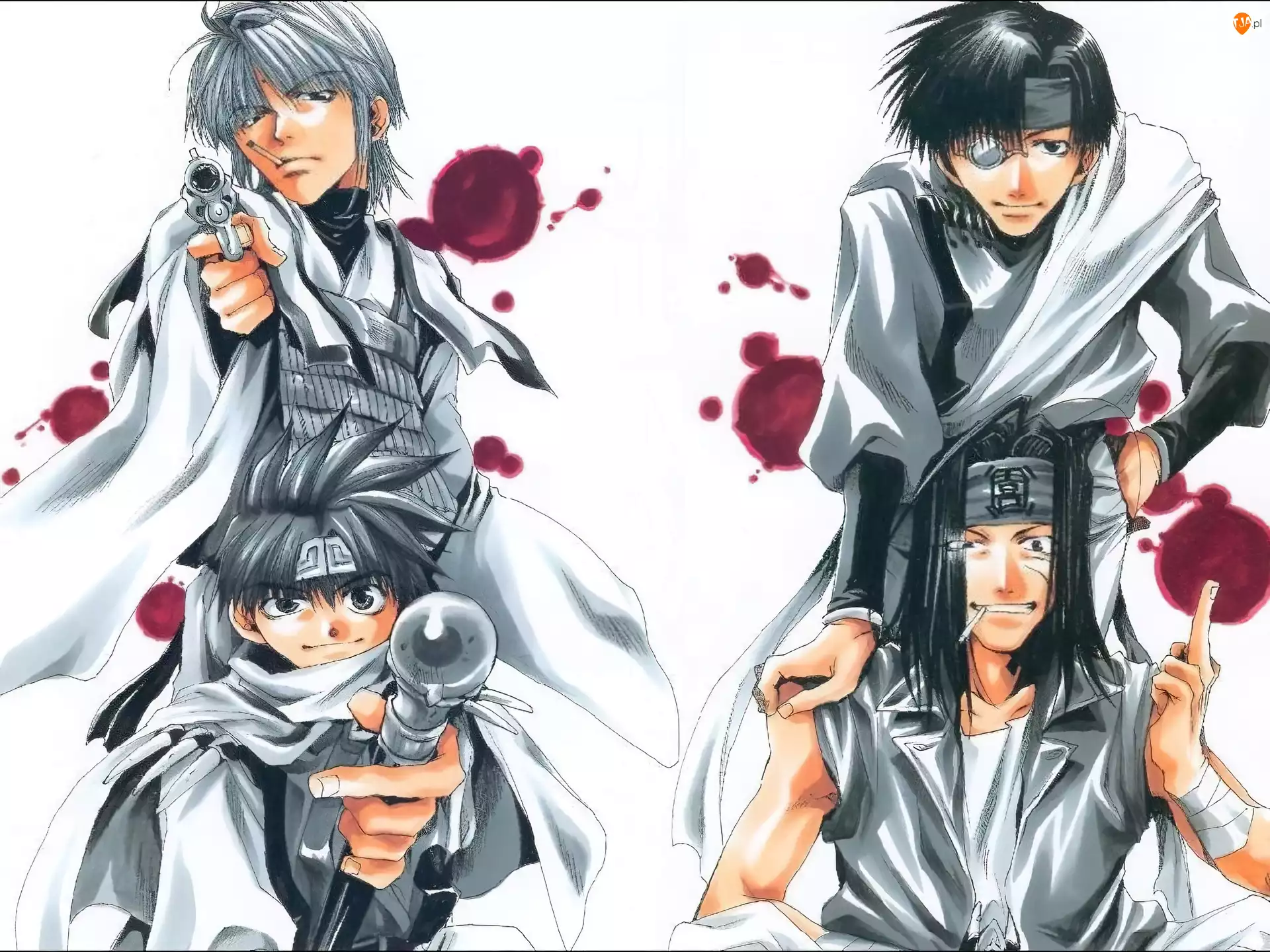pistolet, Saiyuki, ludzie, krew