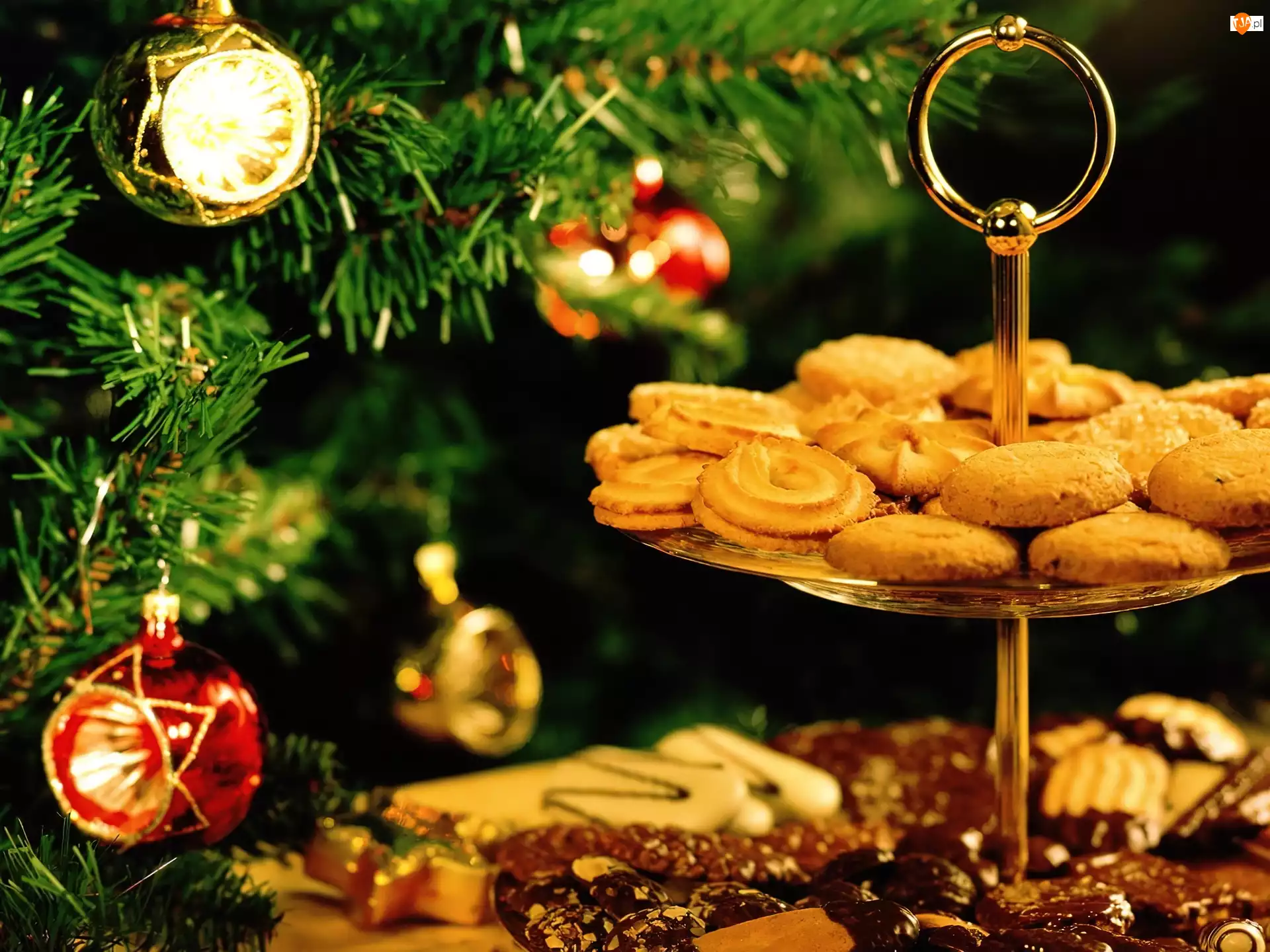 Ciastka, Boże Narodzenie, Choinka, Bombki