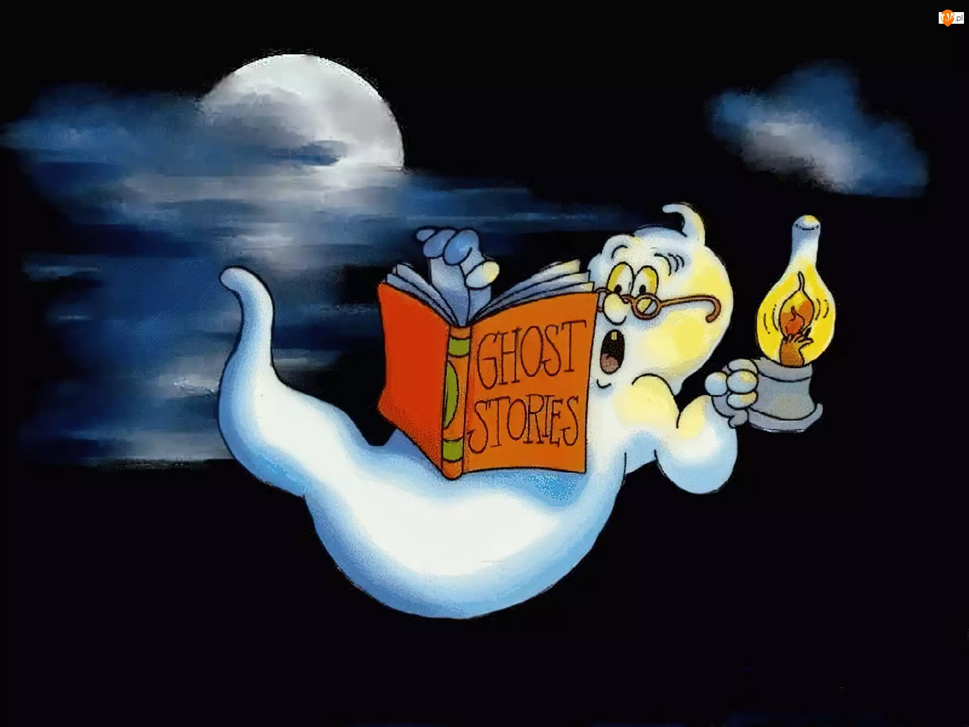 Halloween, książka, księżyc, duch