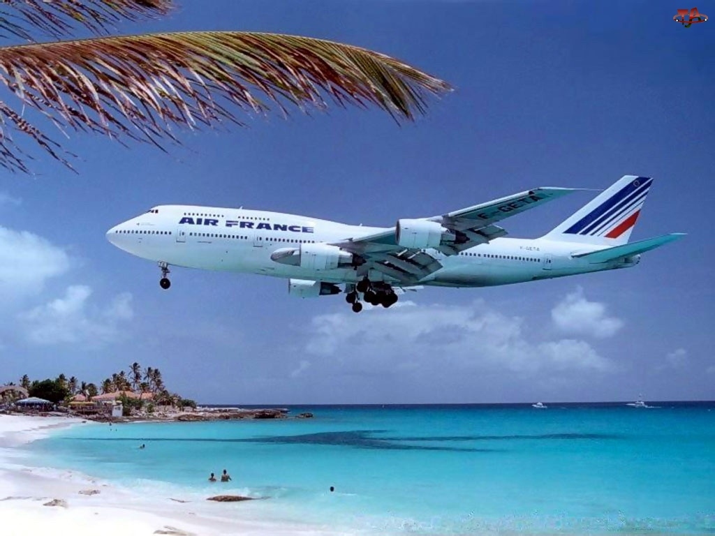 Samolot, France, Ocean, Plaża, Air