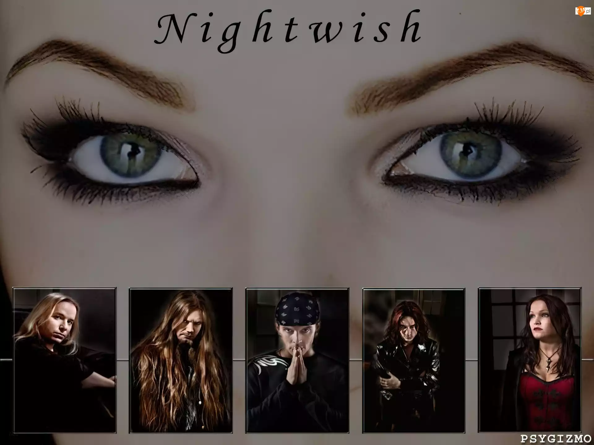 twarze, Nightwish, spojrzenie, oczy, zespół
