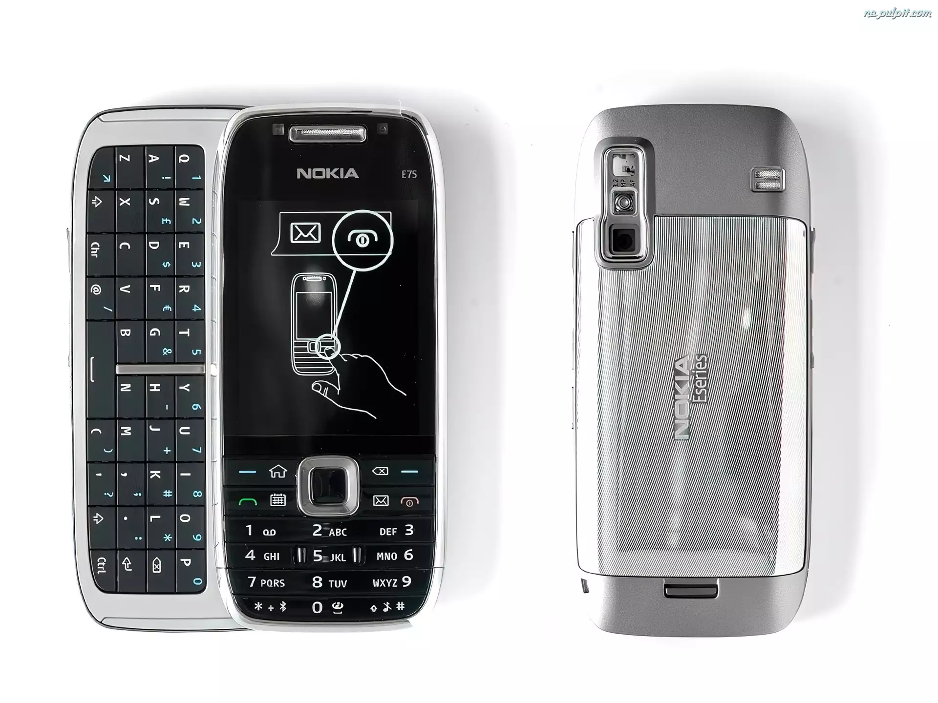 Nokia E75, Zebra, czarny, Srebrny