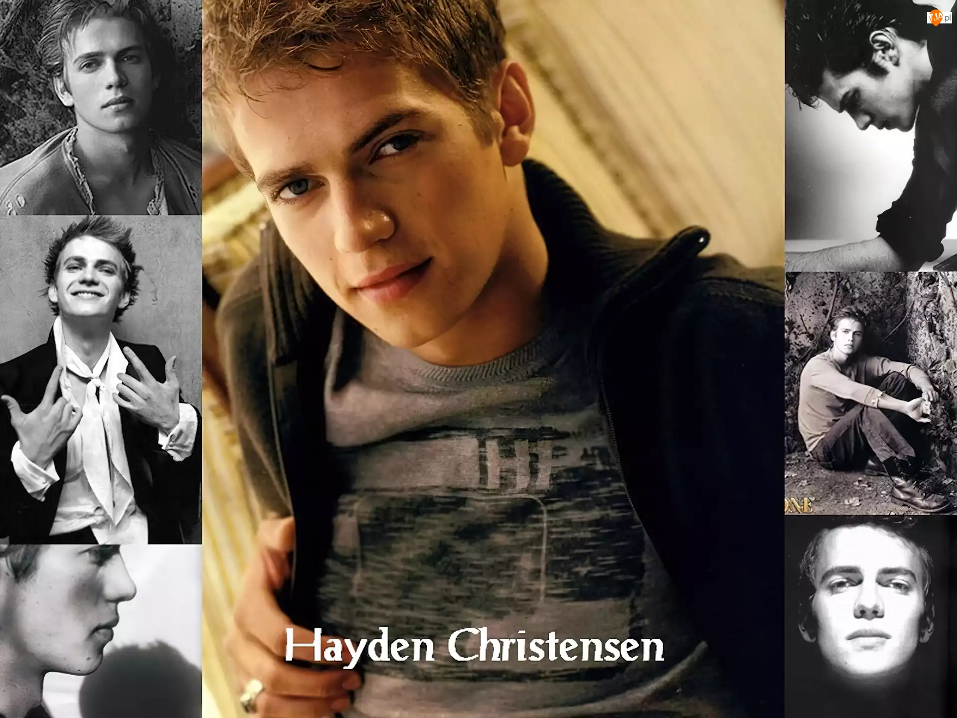 jasne włosy, Hayden Christensen, czarny sweter
