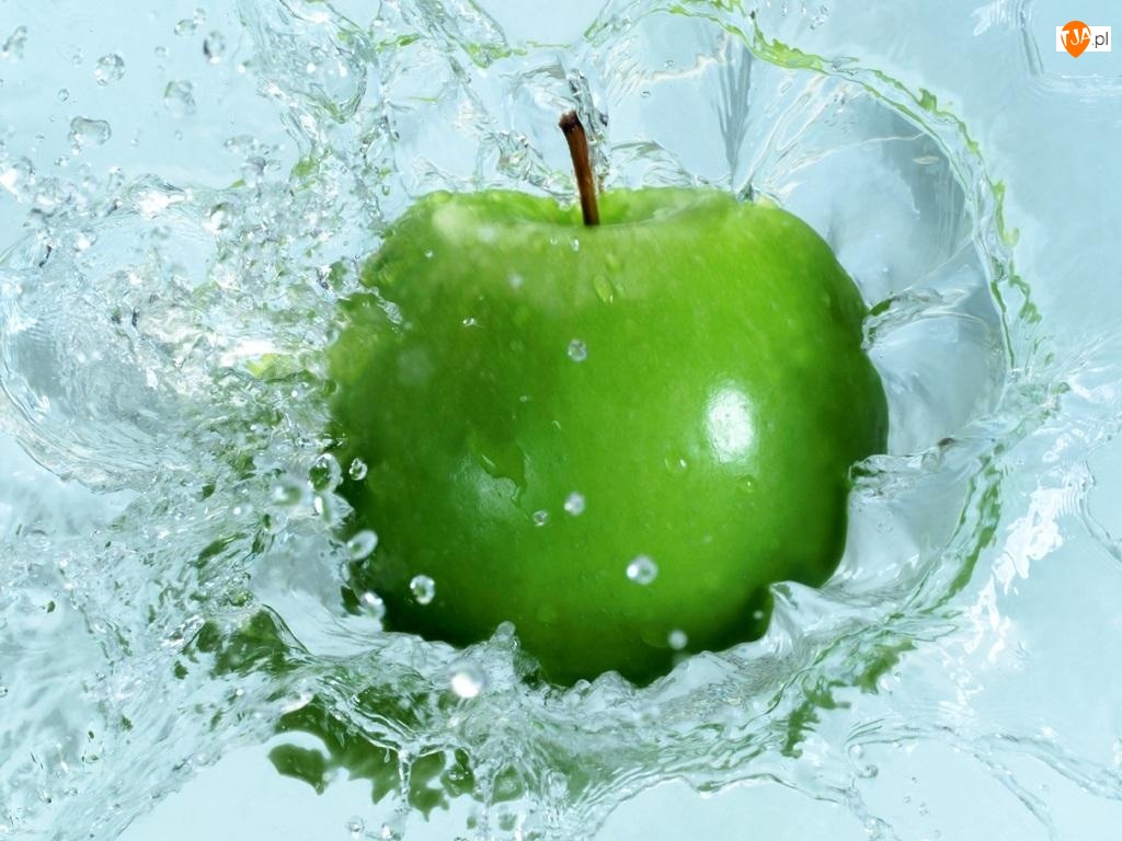 Zielone, Woda, Świerze, Jabłko