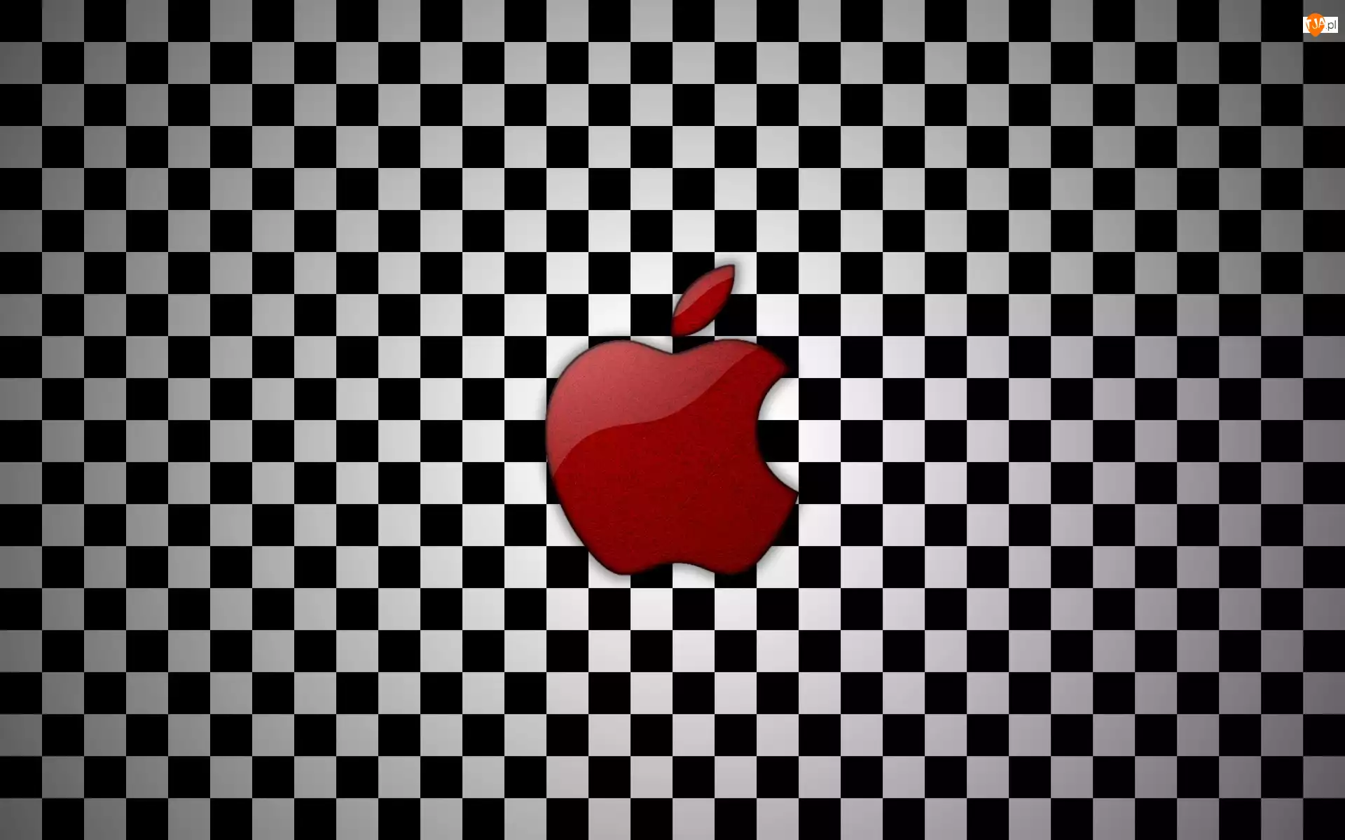 Czerwone, Apple, Logo, Szachownica